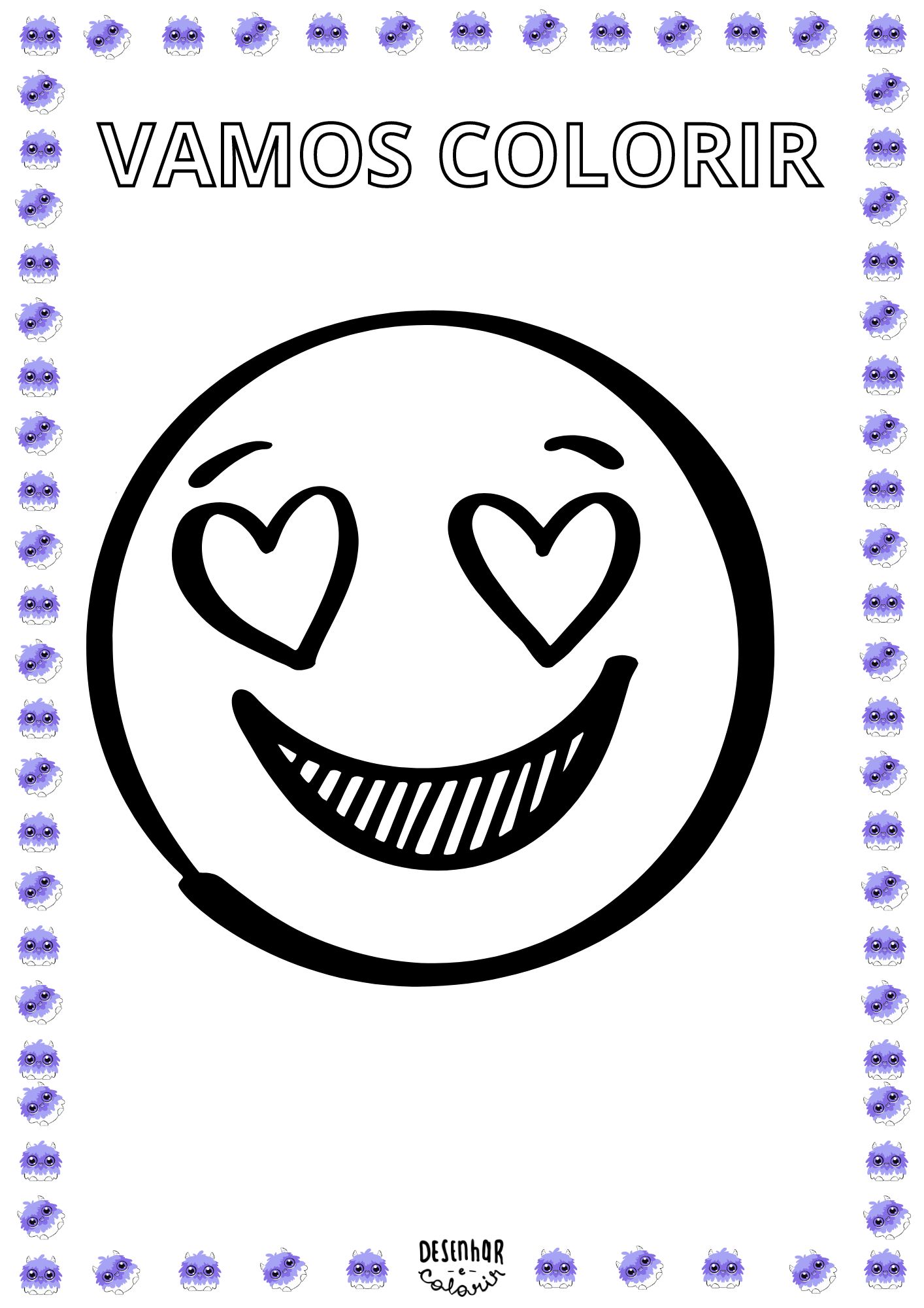 Desenho de um emoji sorridente para colorir