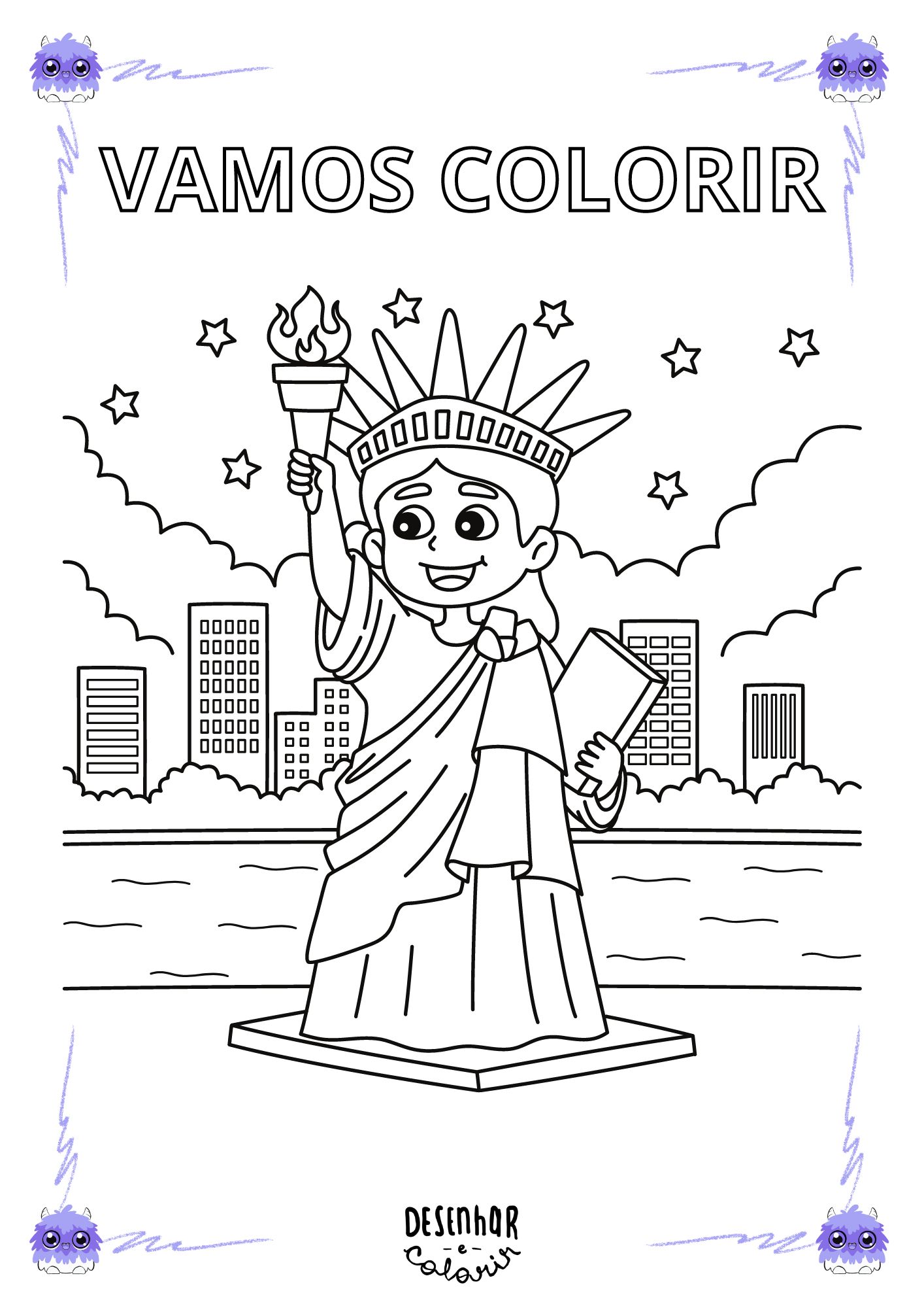 Desenho da Estátua da Liberdade para colorir