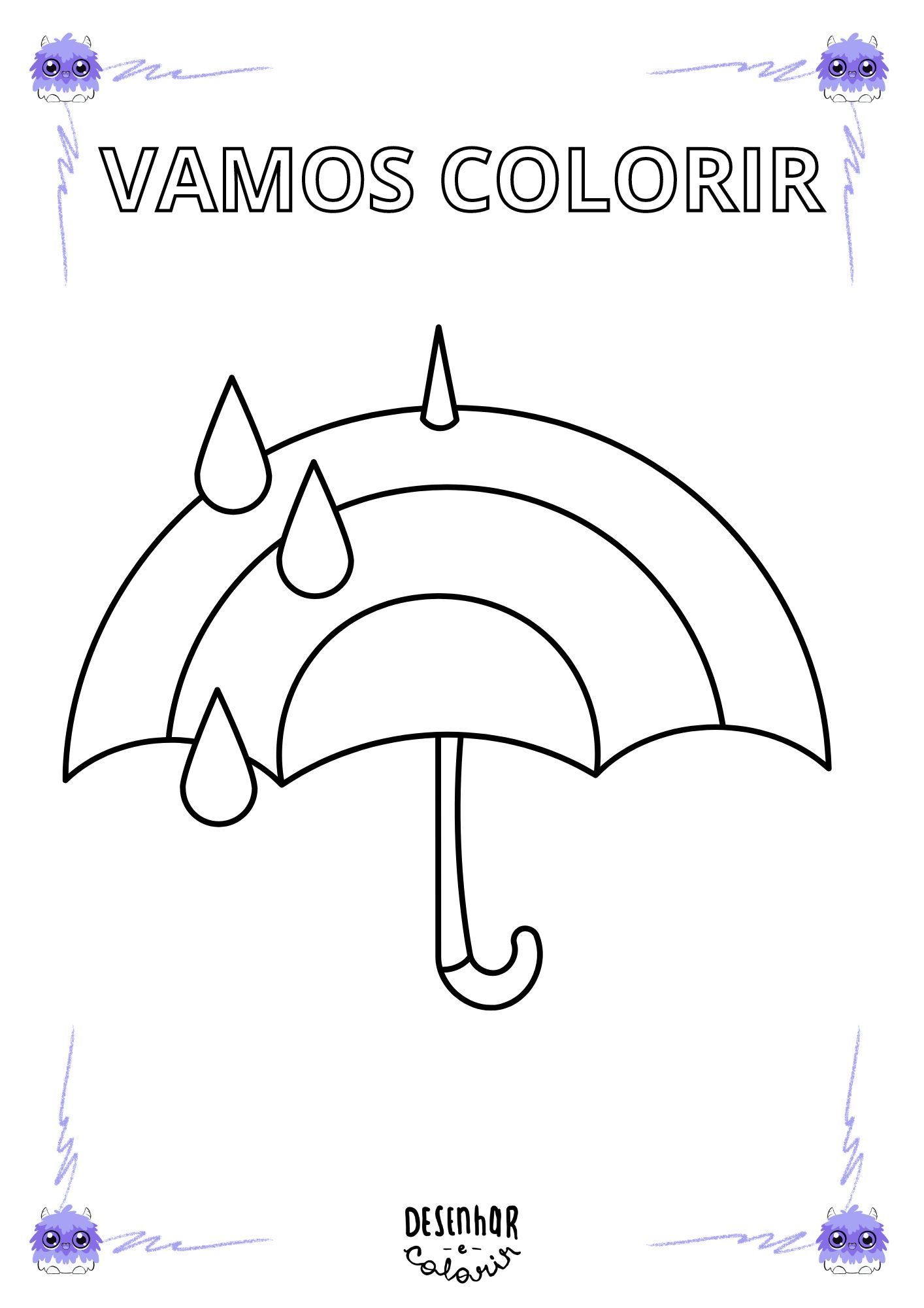 desenho de guarda-chuva para colorir