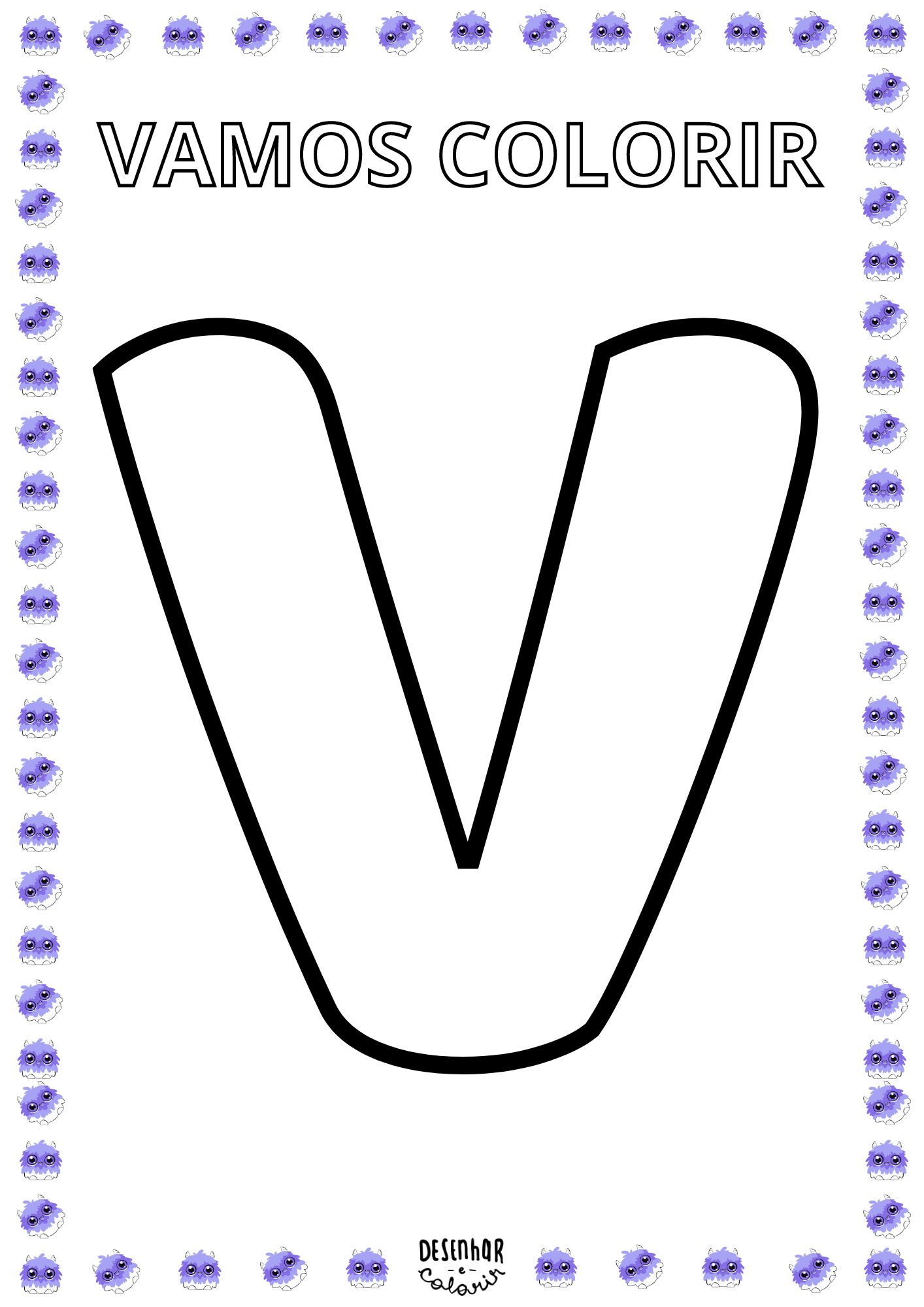 Divirta-se colorindo o desenho da letra V no site Desenhar e Colorir! Uma atividade educativa e criativa para as crianças.