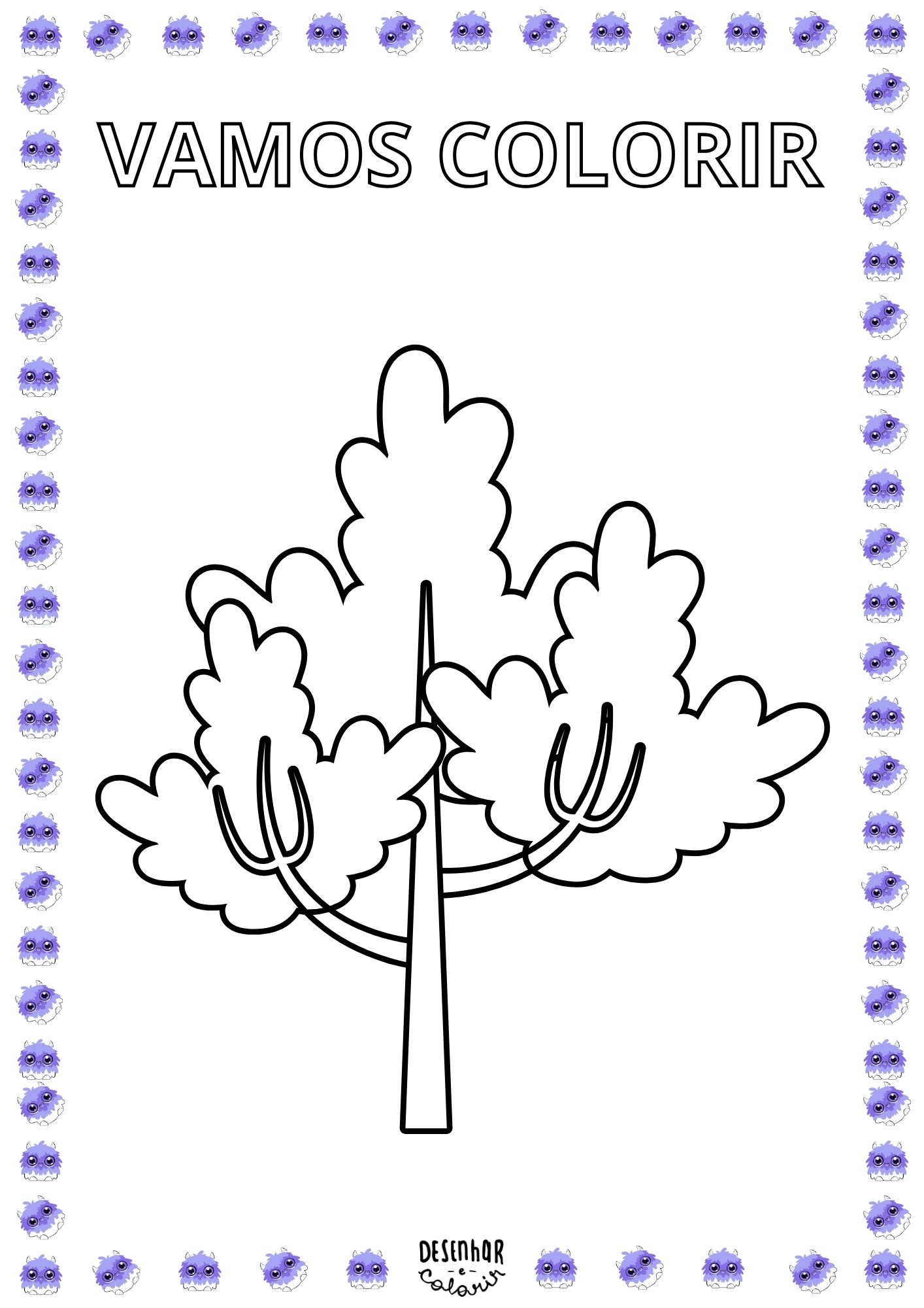 Desenho de árvore alegre para colorir