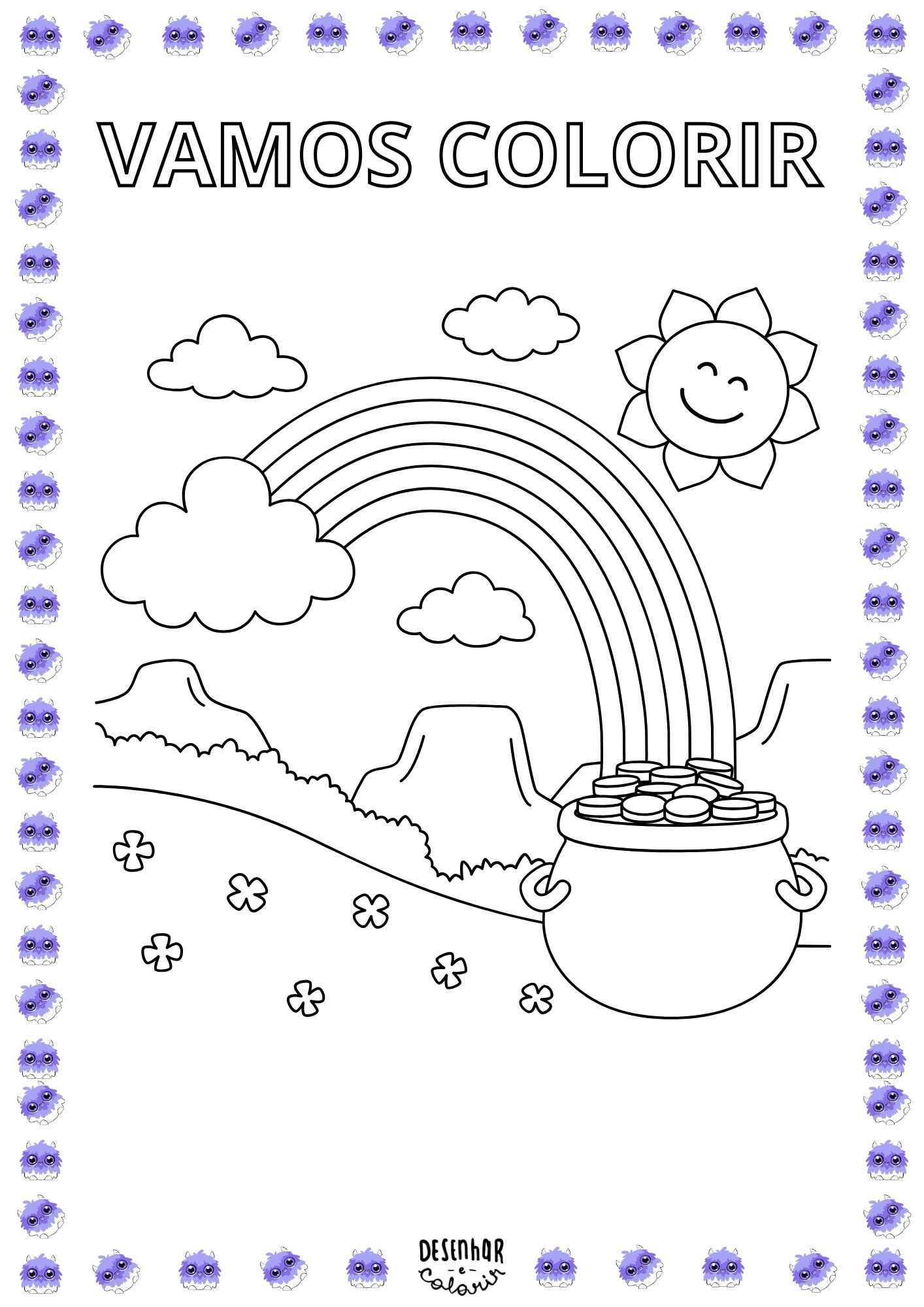 Desenho para colorir com tema do Dia do Livro, contendo livros e personagens de contos de fadas.