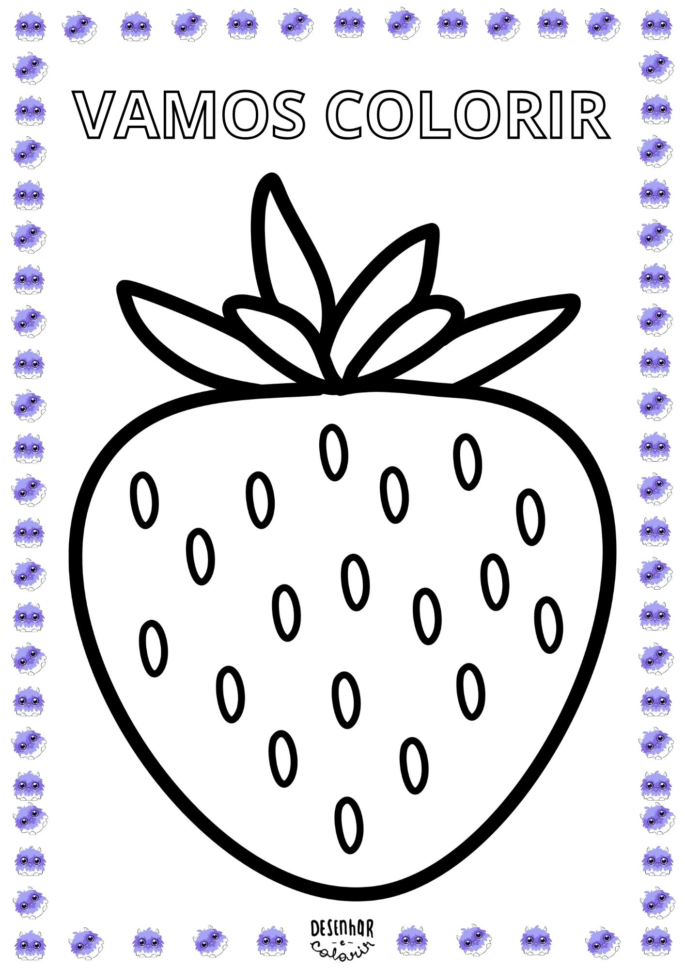 Desenhos de morango para colorir