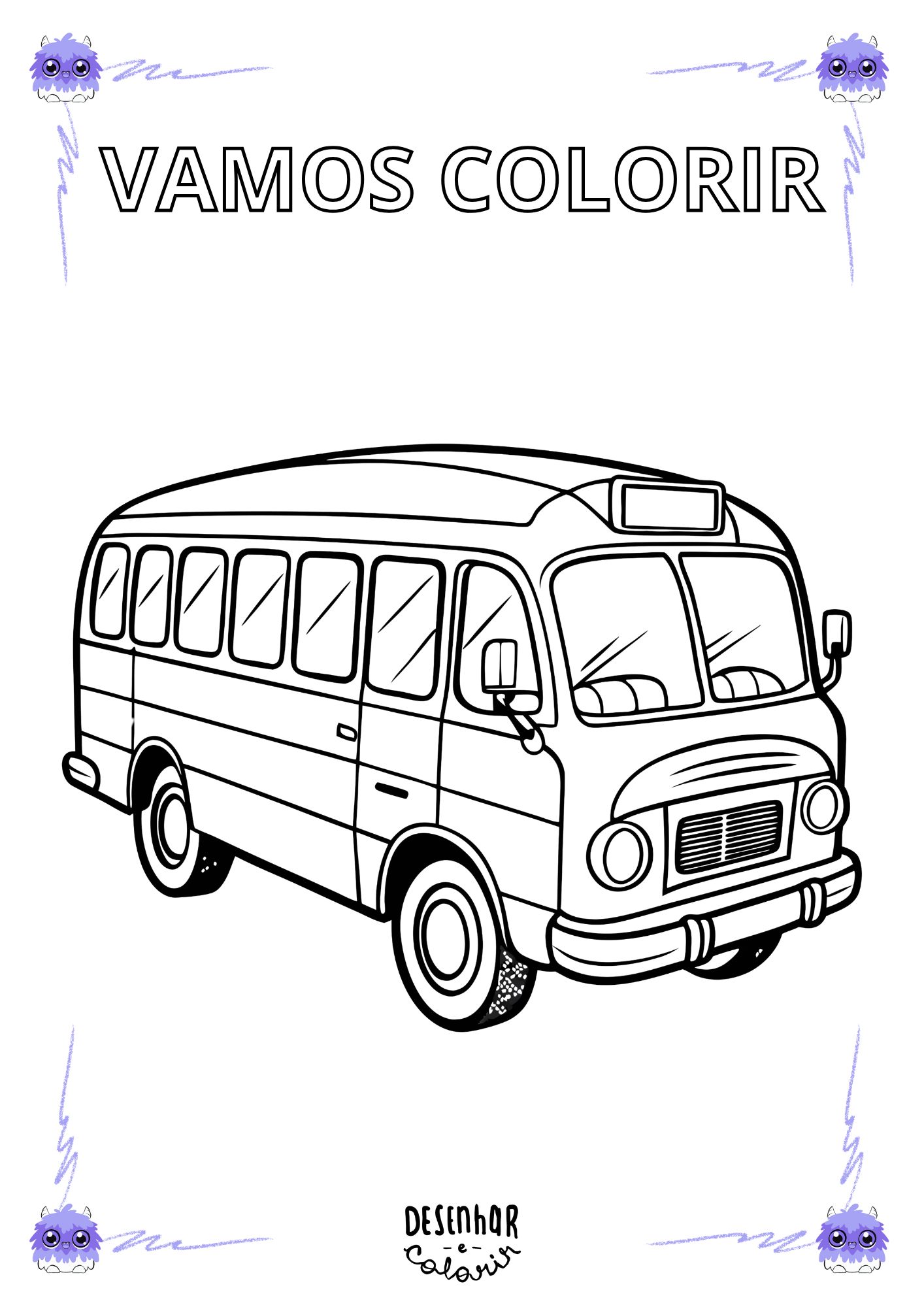 Desenho de ônibus para colorir