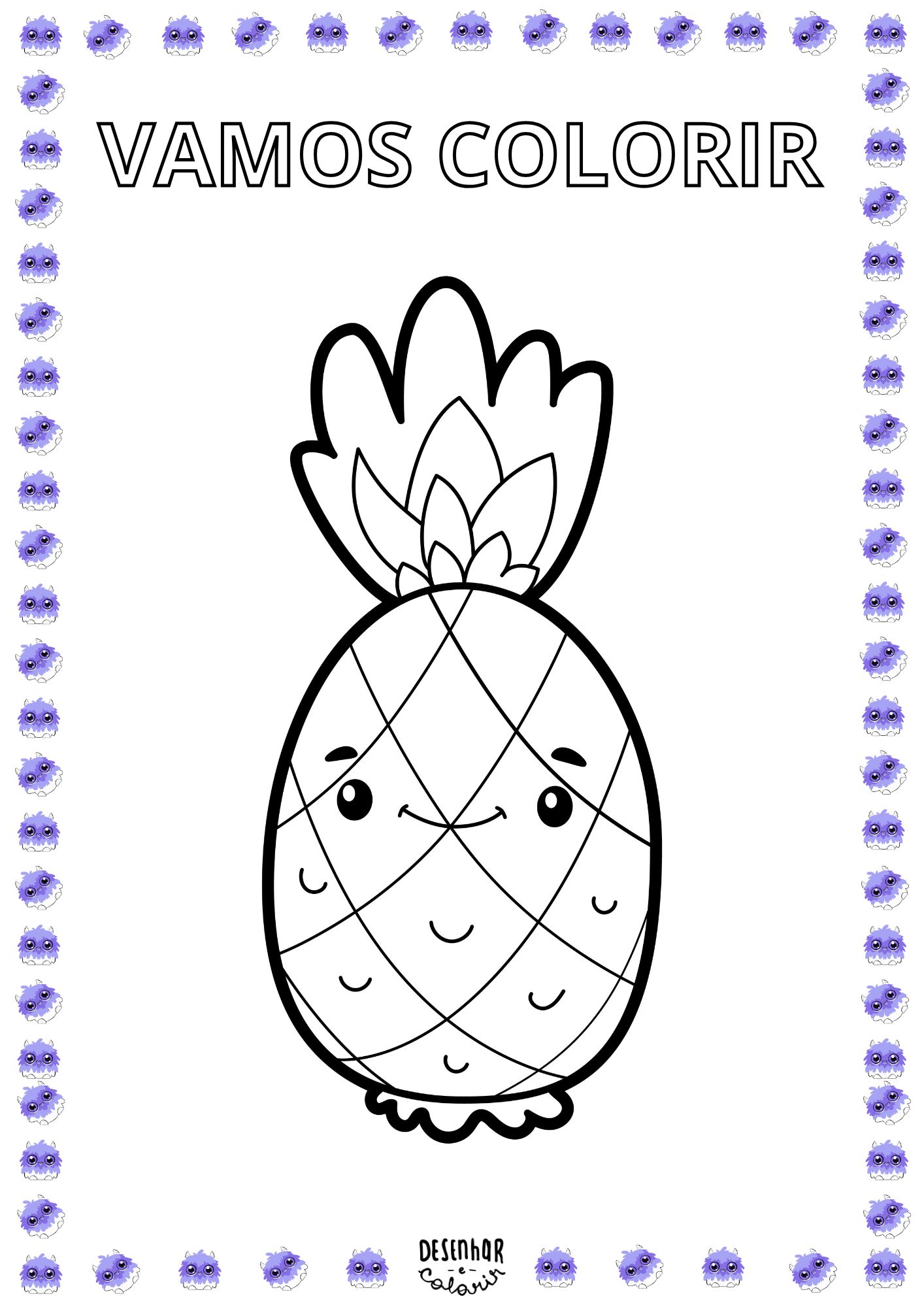 desenho de abacaxi para colorir