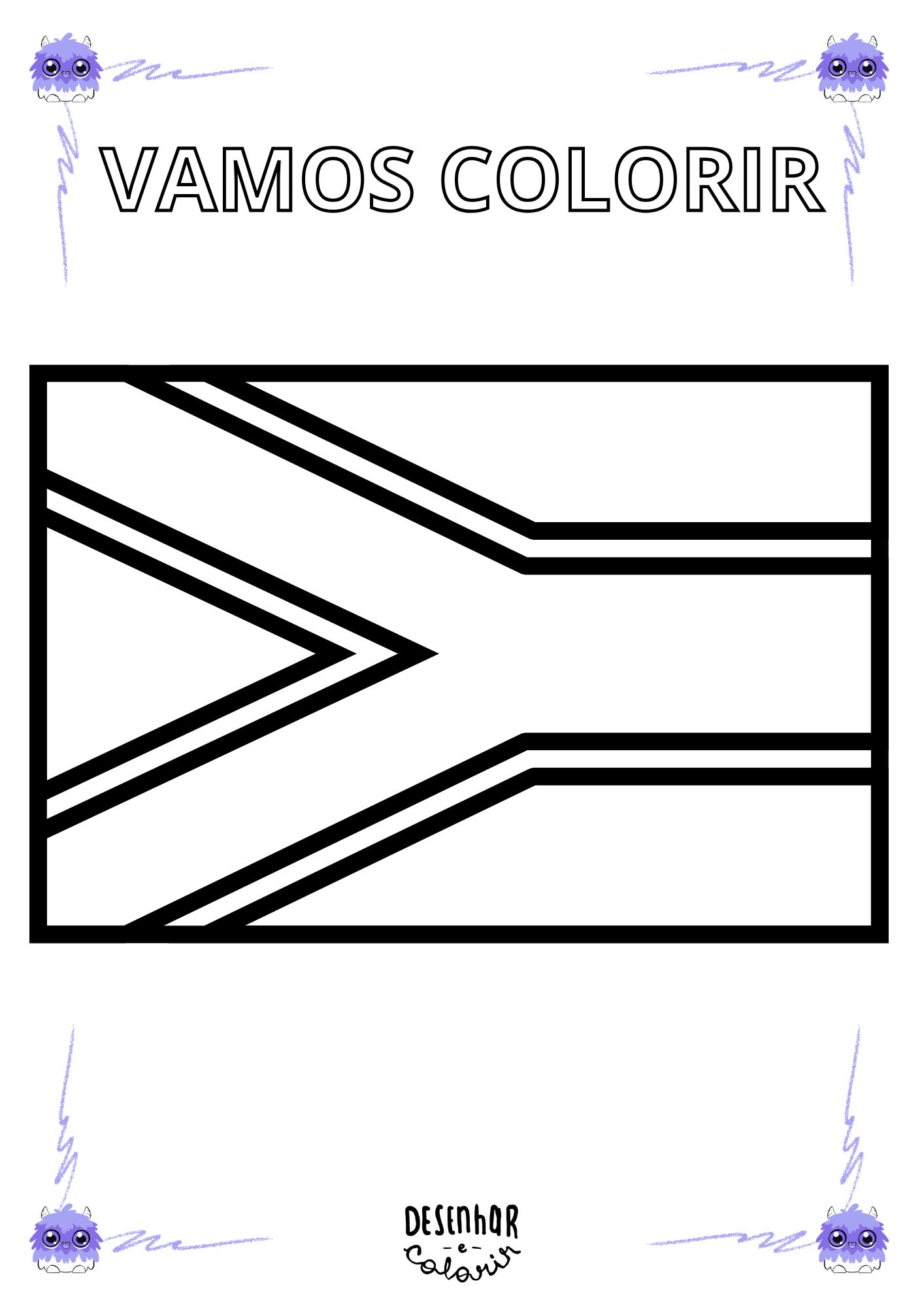 Desenho da bandeira da África do Sul para colorir