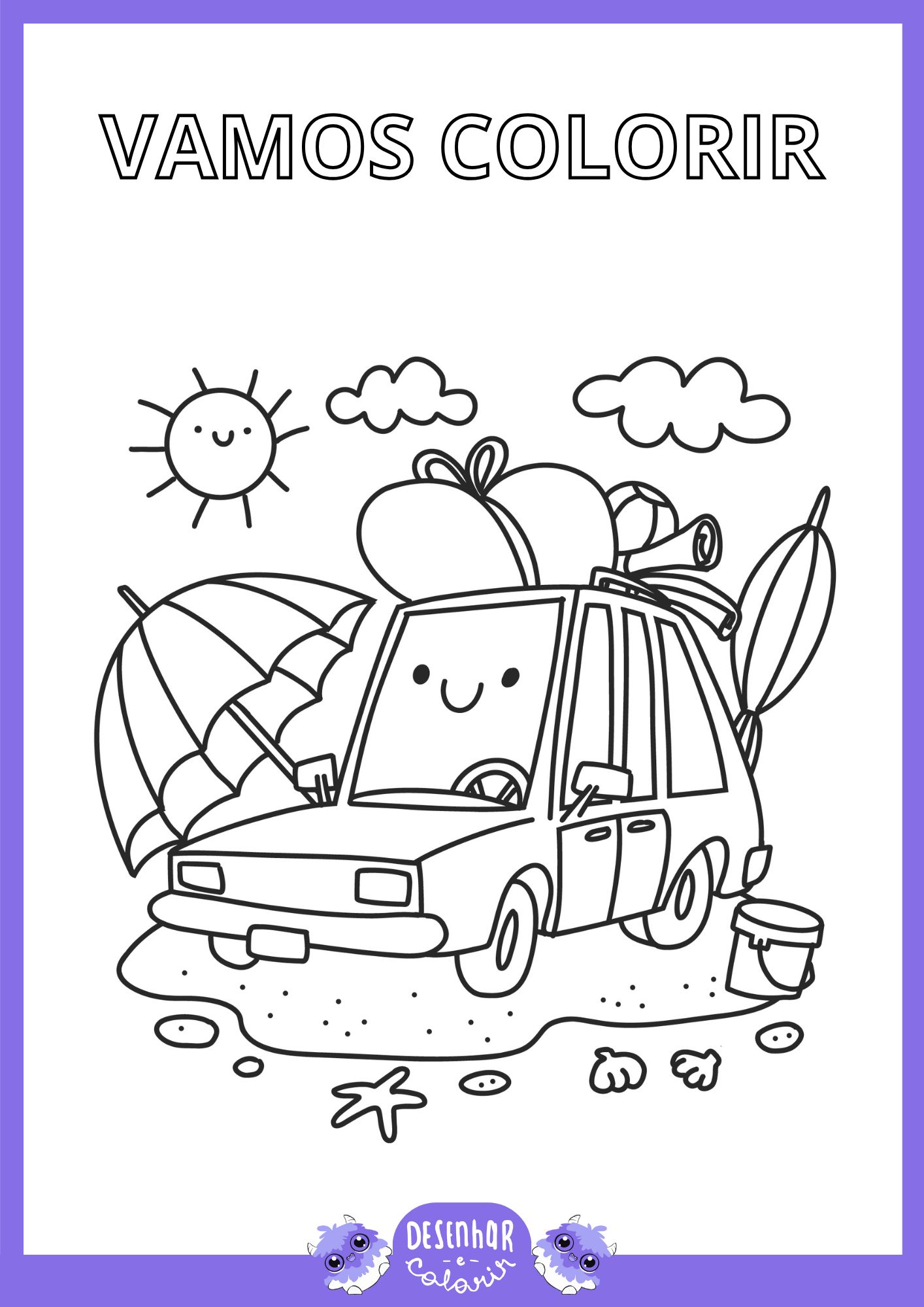 Desenho de carrinho para colorir e imprimir - Desenhar e Colorir