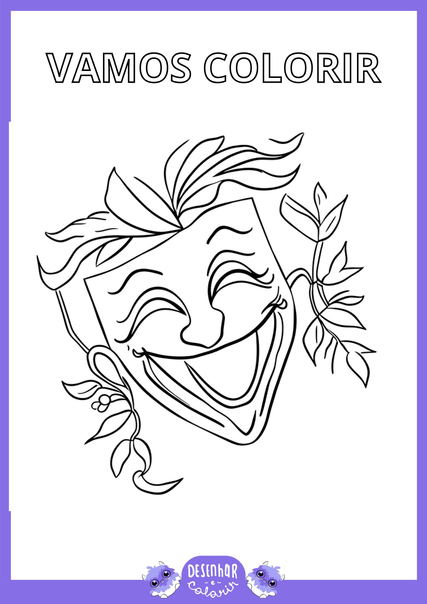 Desenho de máscara de teatro para colorir