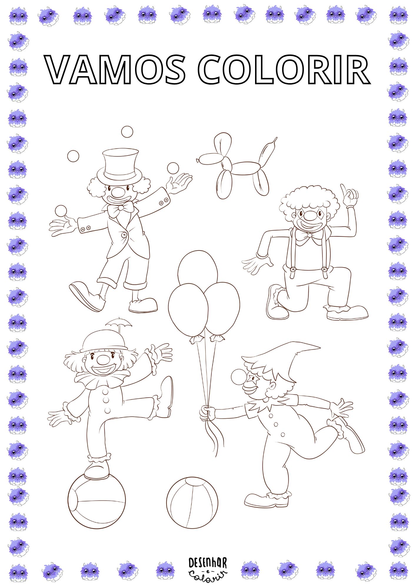 Desenho de personagens do circo para colorir