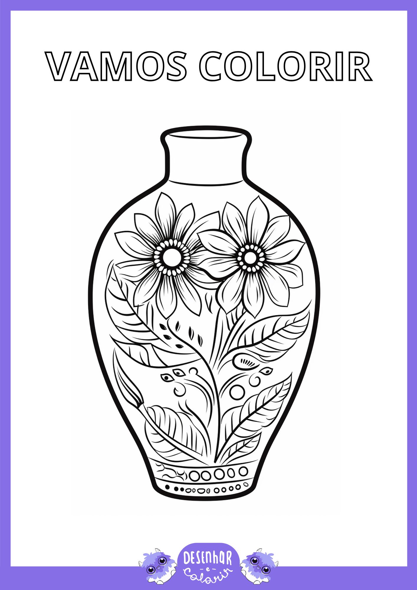 Desenho de vaso de barro para colorir