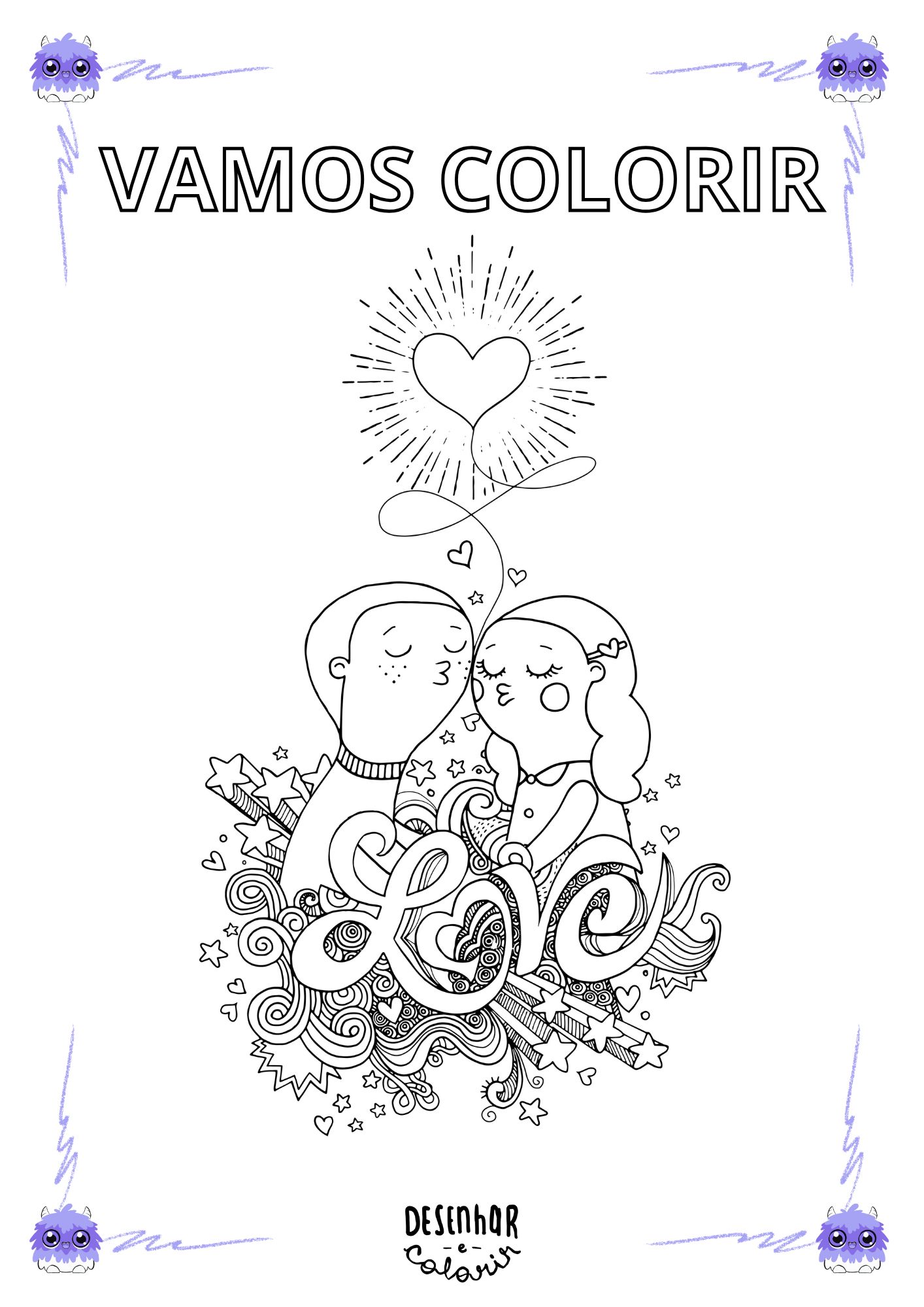 desenho para colorir Dia dos Namorados