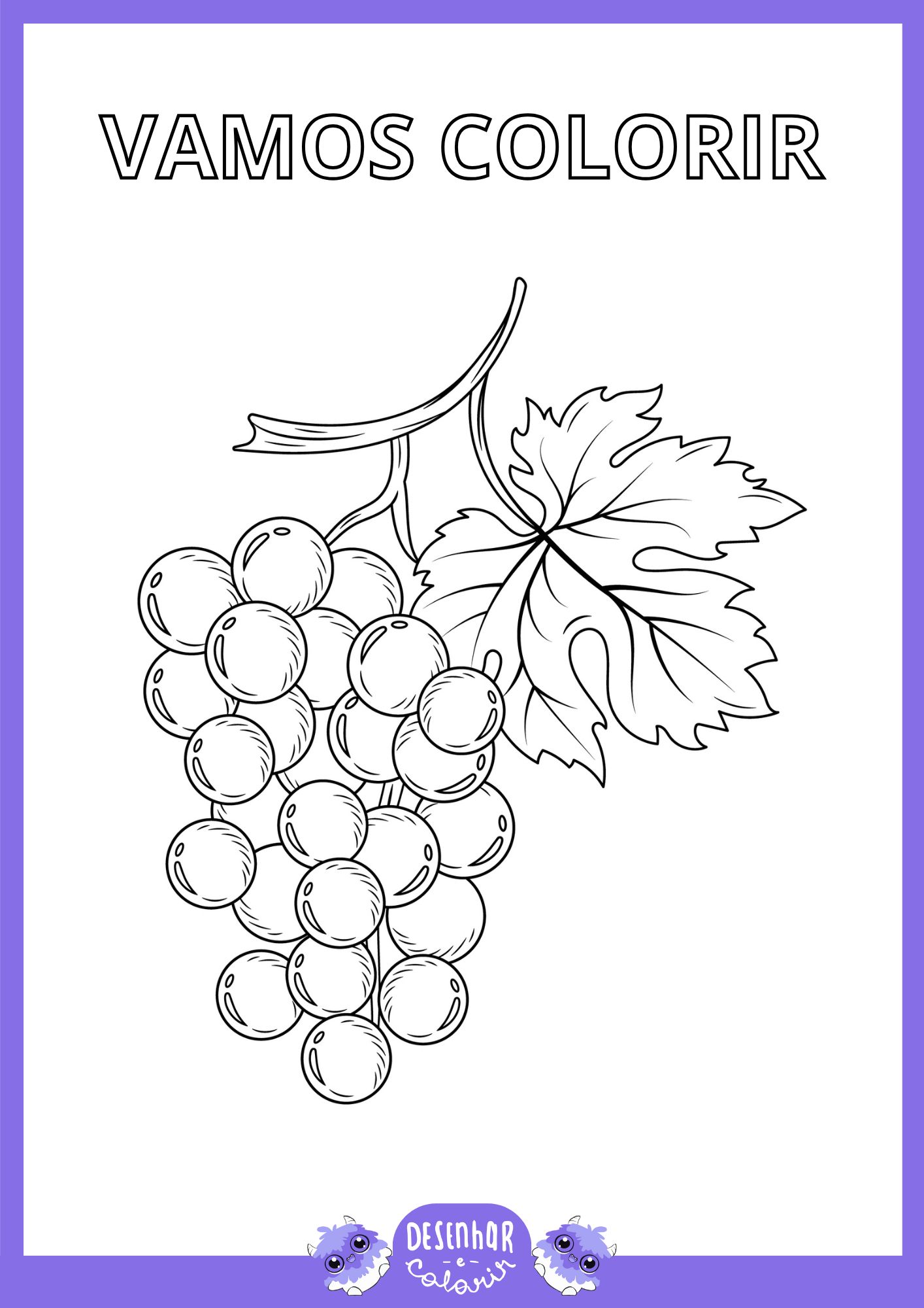 Desenho de um cacho de uvas para colorir