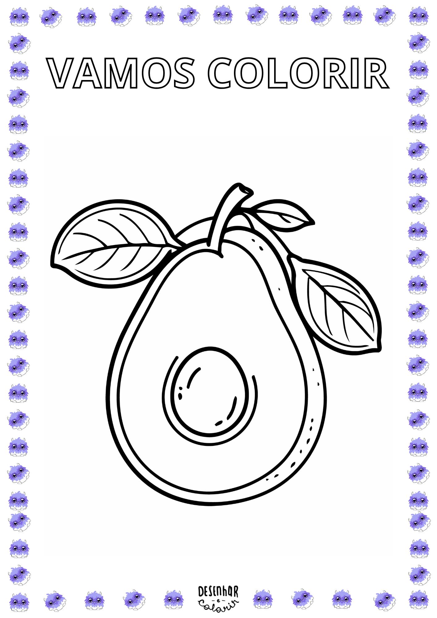 desenhos de abacate para colorir