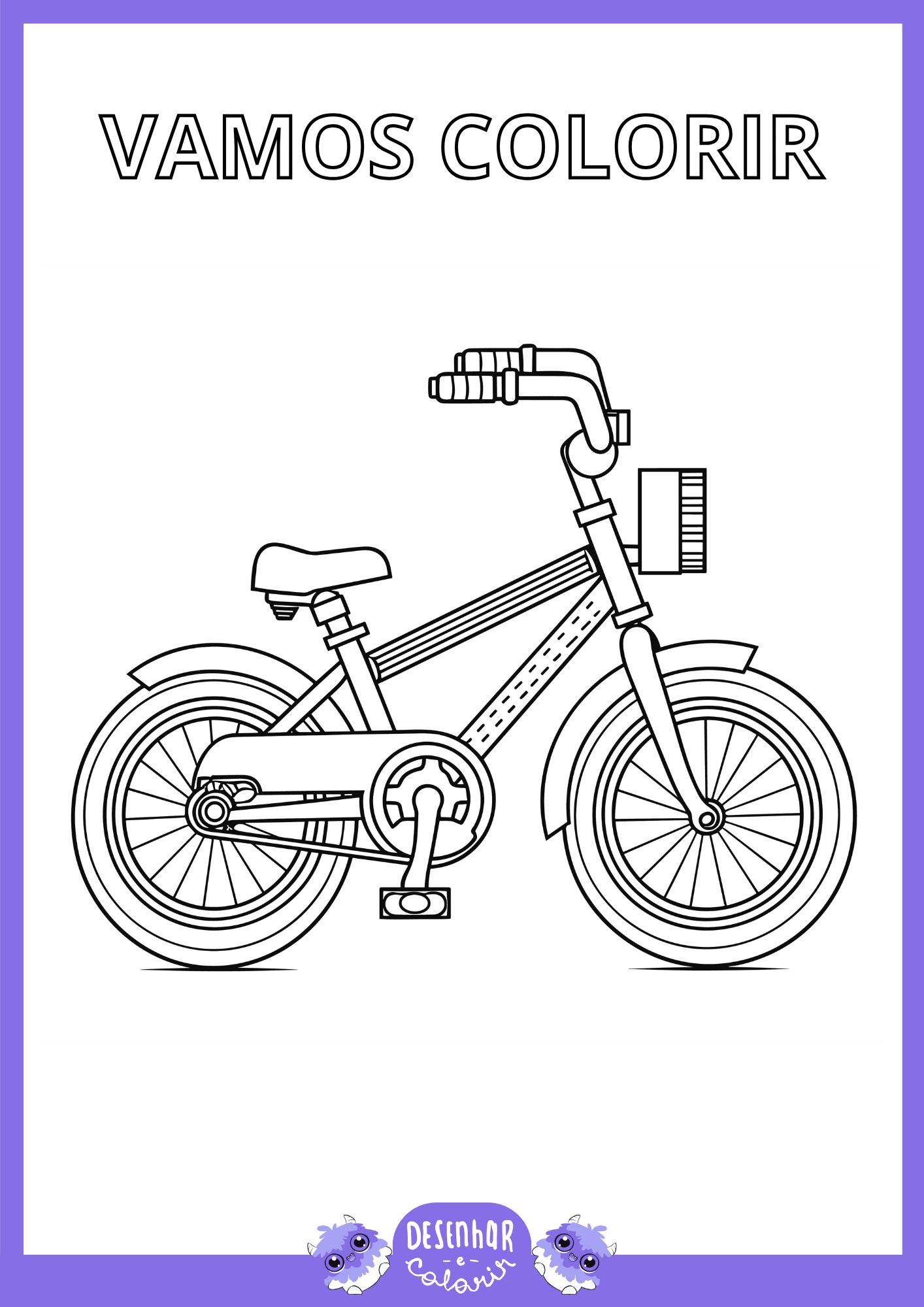 Explore uma divertida aventura sobre duas rodas com esse lindo desenho de bicicleta pronto para colorir!