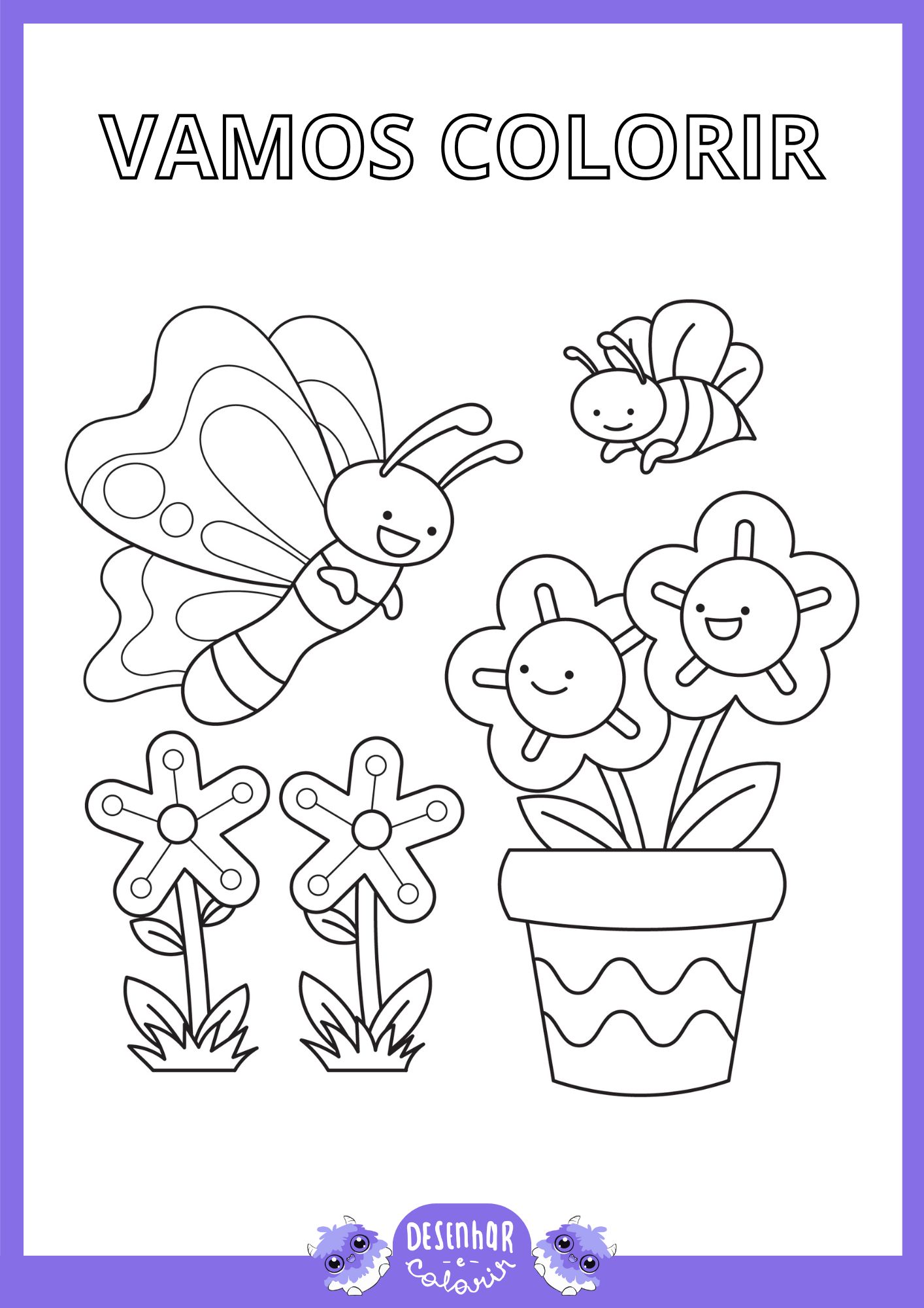 desenhos para colorir borboletas e flores