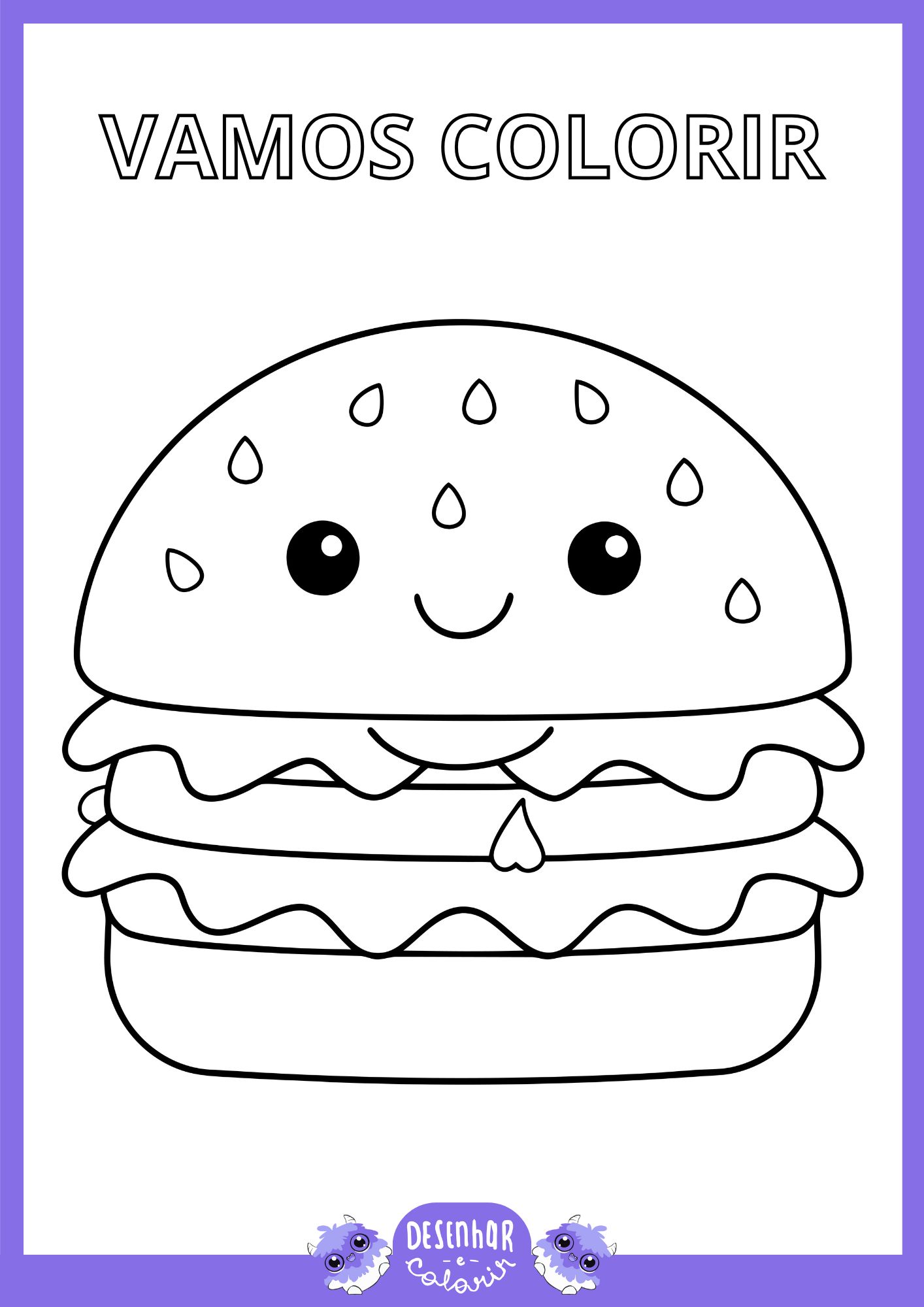 Desenho de hambúrguer para colorir