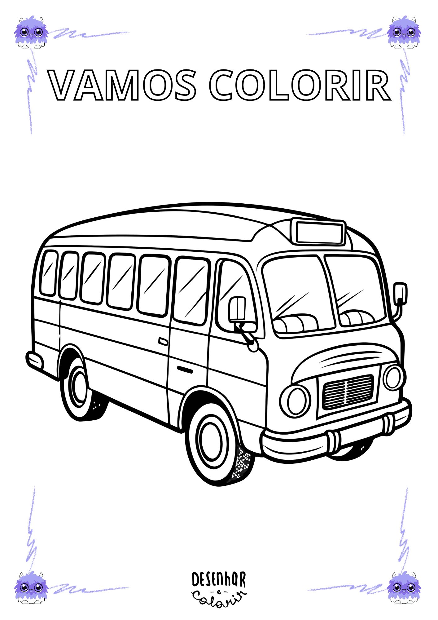 Desenho de ônibus para colorir