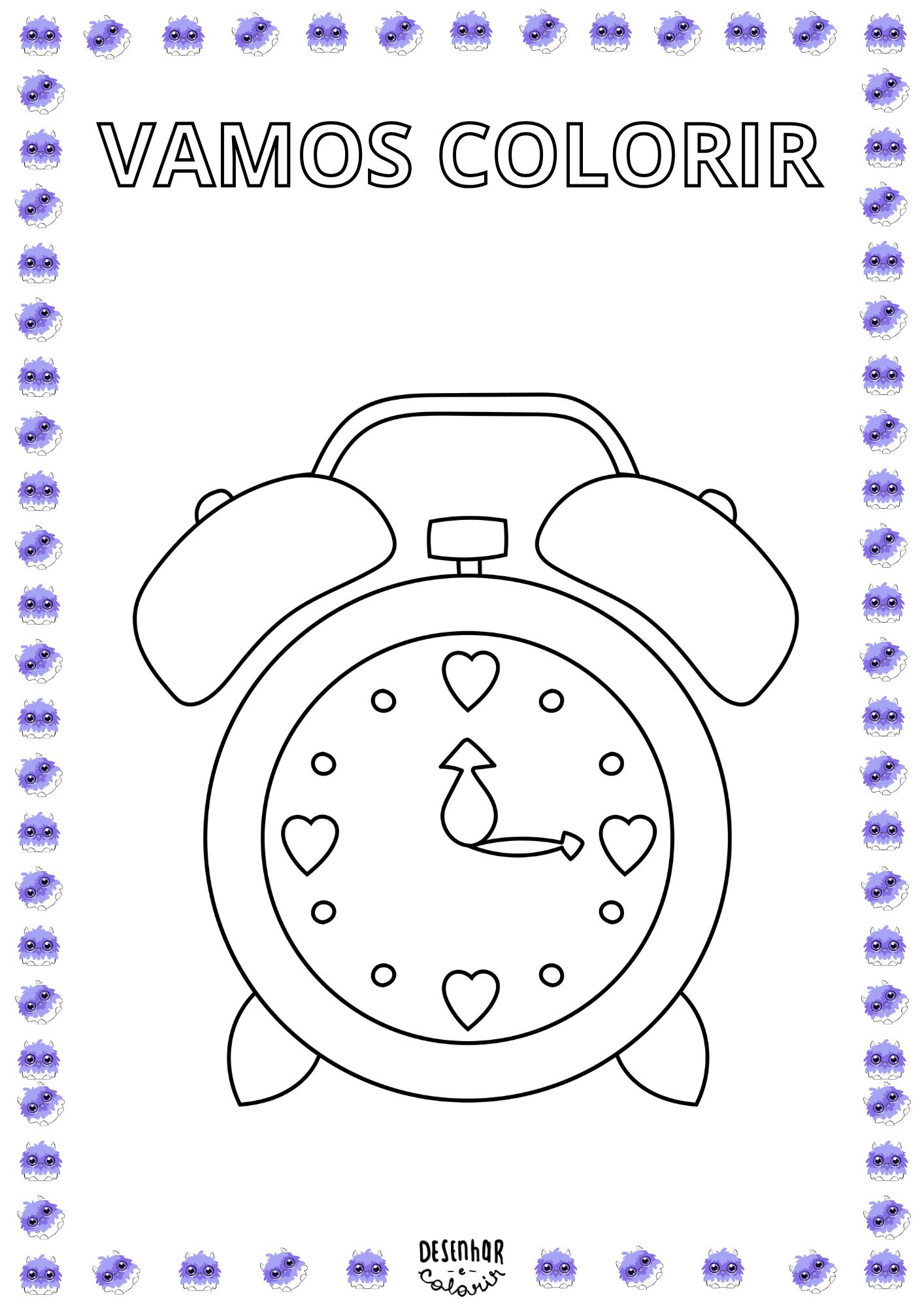 Desenho de um relógio para colorir