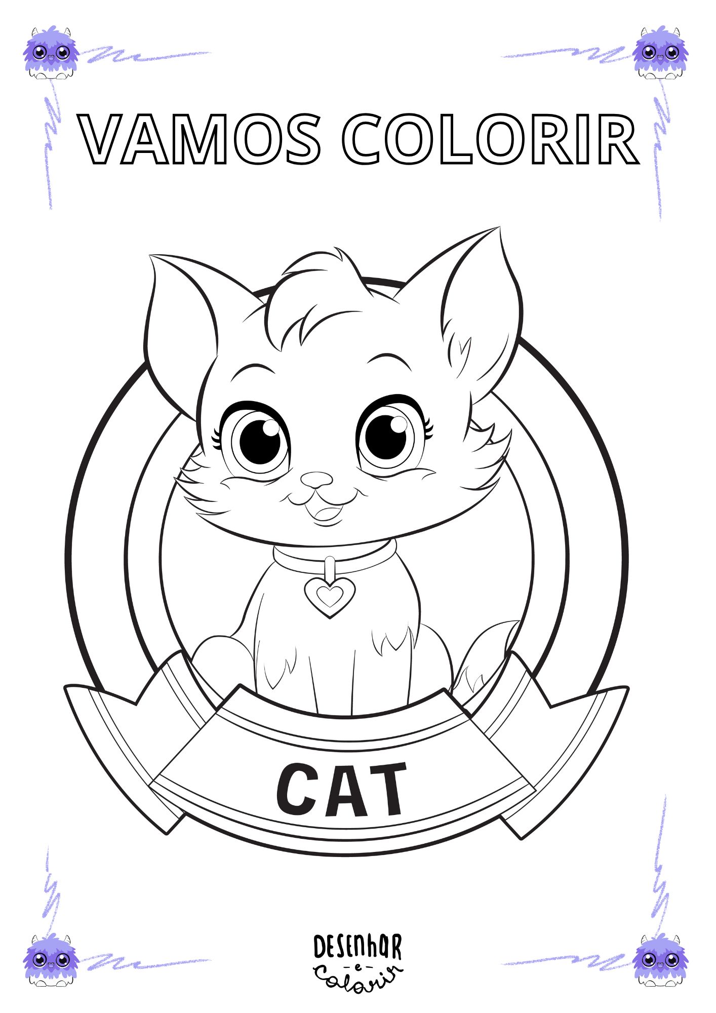 desenho de gato para colorir