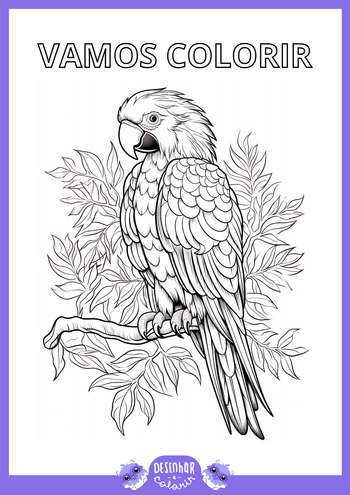 Desenho de arara azul para colorir por crianças