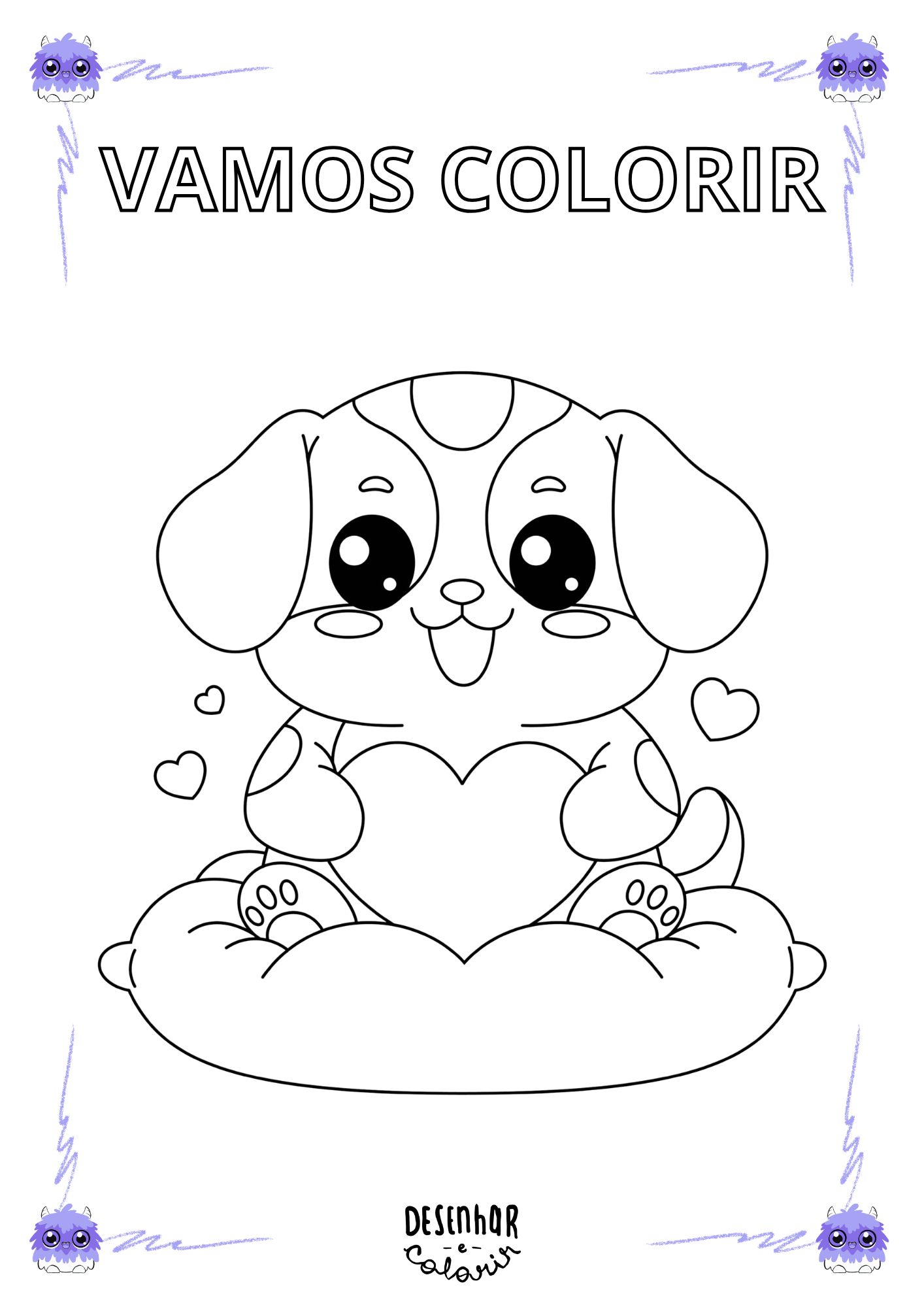 Desenho de cachorro fofinho para colorir