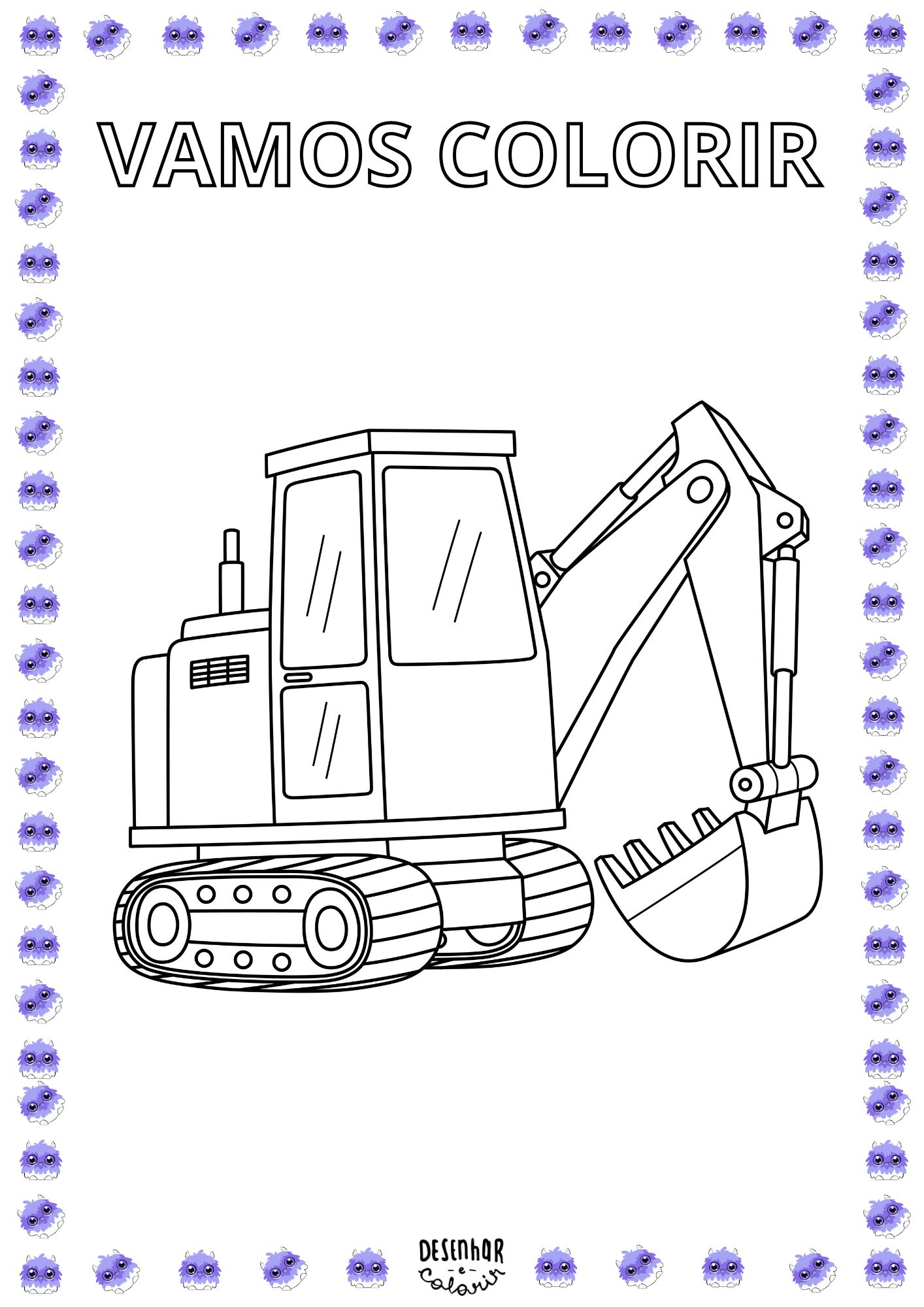 desenho de escavadeira para colorir