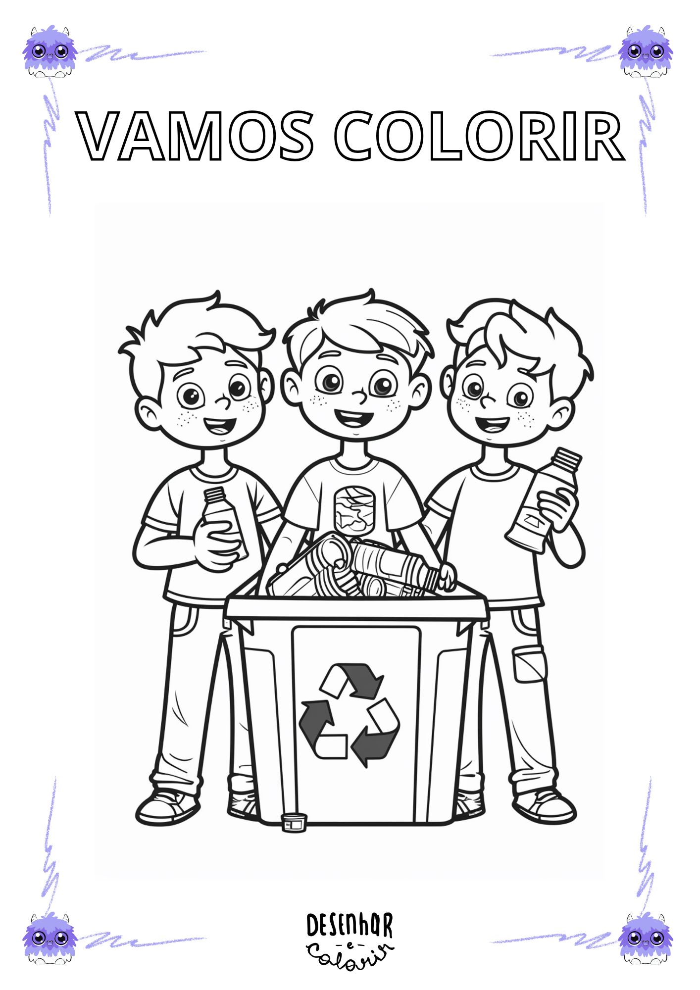 Desenho de lixo para colorir