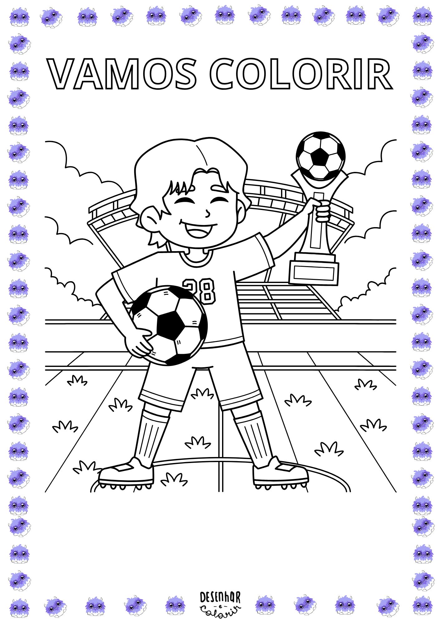 Desenho de um jogador de futebol para colorir