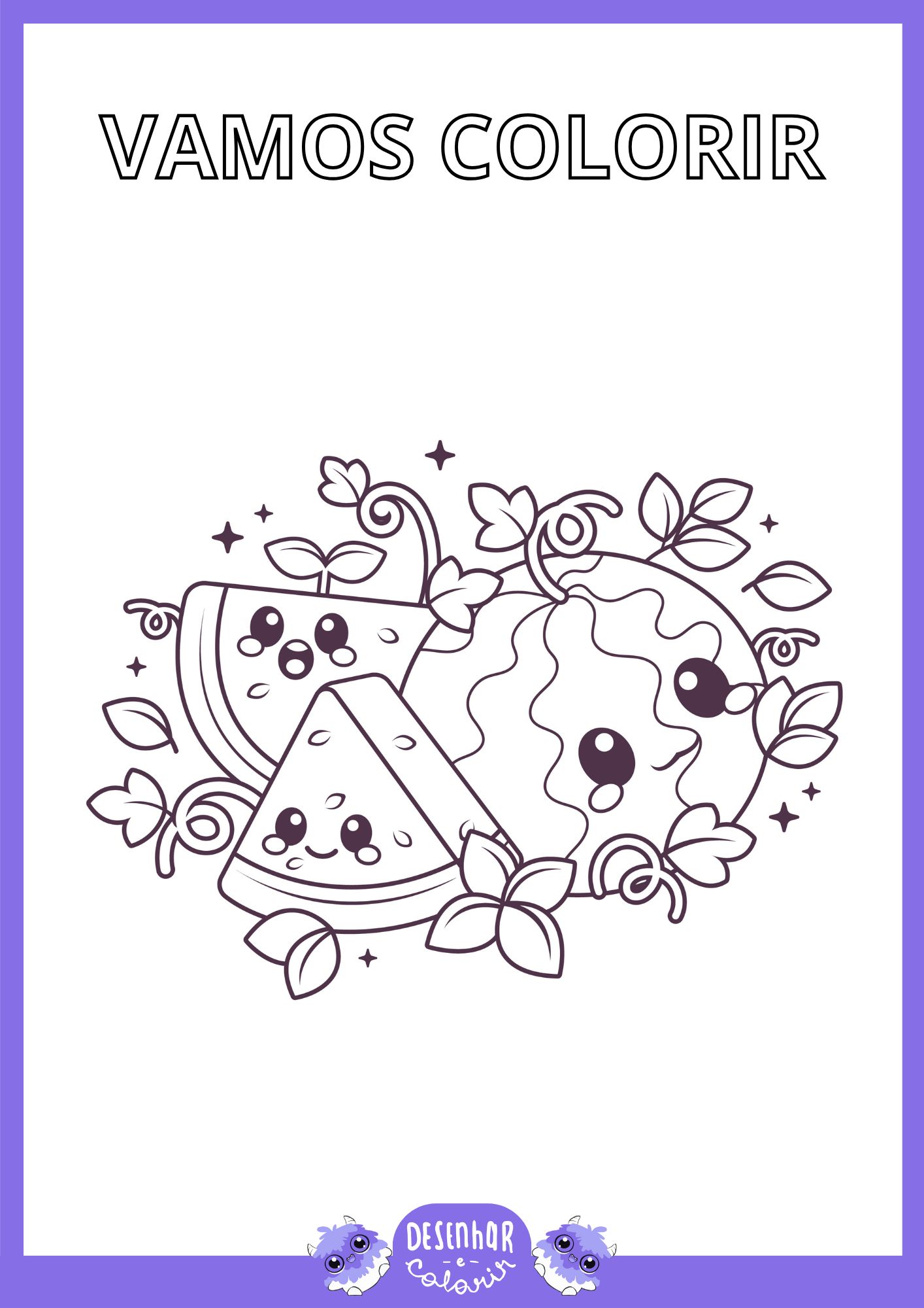 Desenho de uma fatia de melancia para colorir