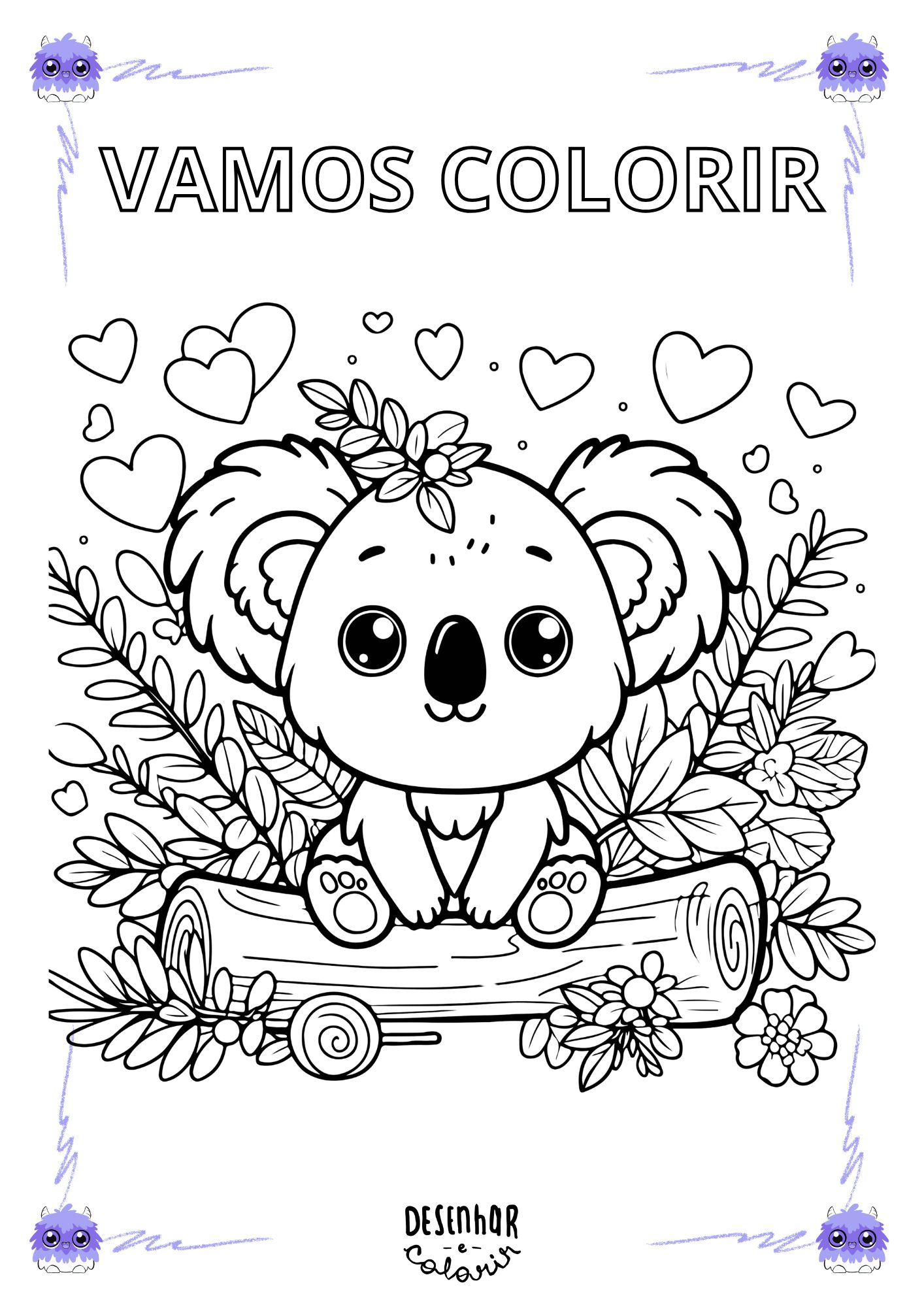Desenho de coala para colorir