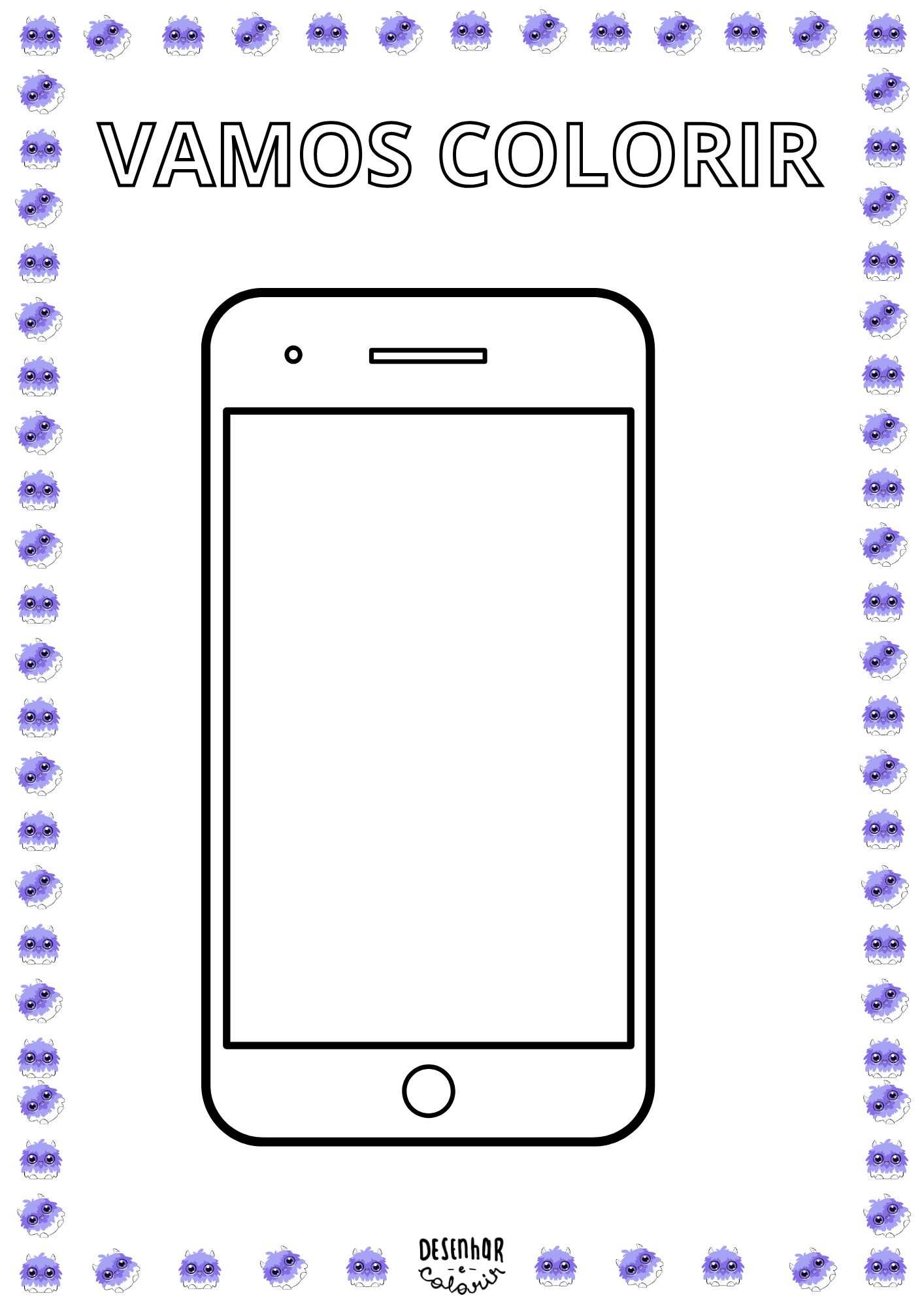Desenho de um celular iPhone para colorir
