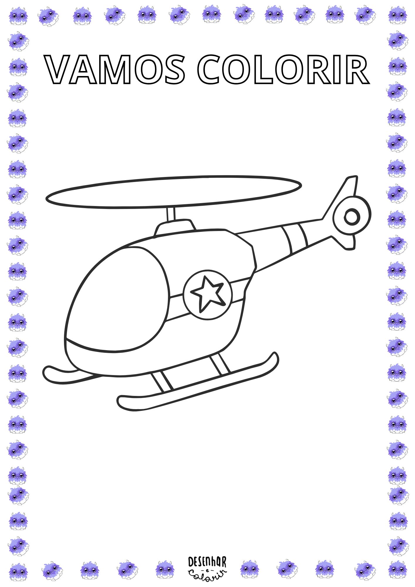 Desenho de um helicóptero para colorir