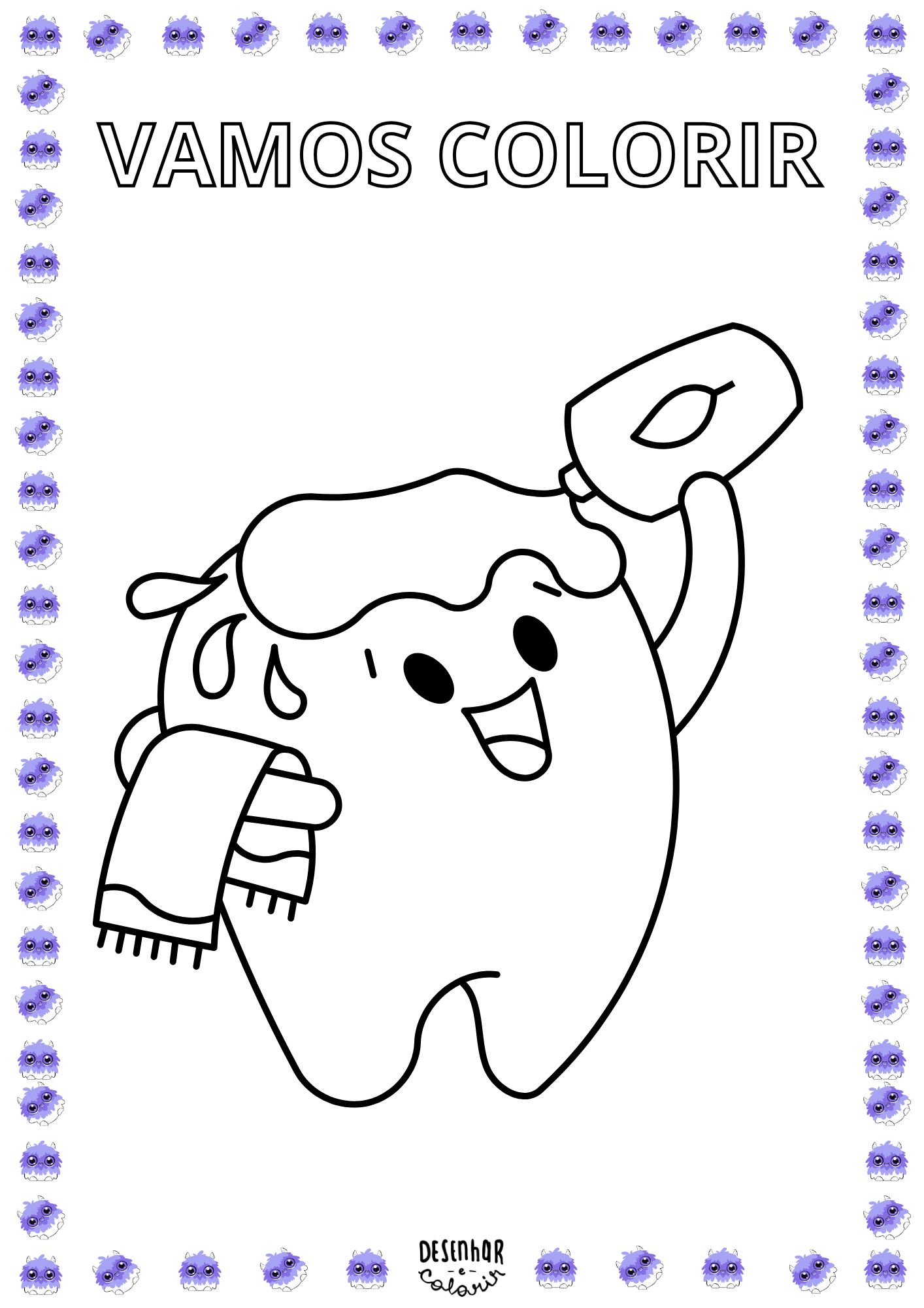 Desenho de dentes sorridentes para colorir