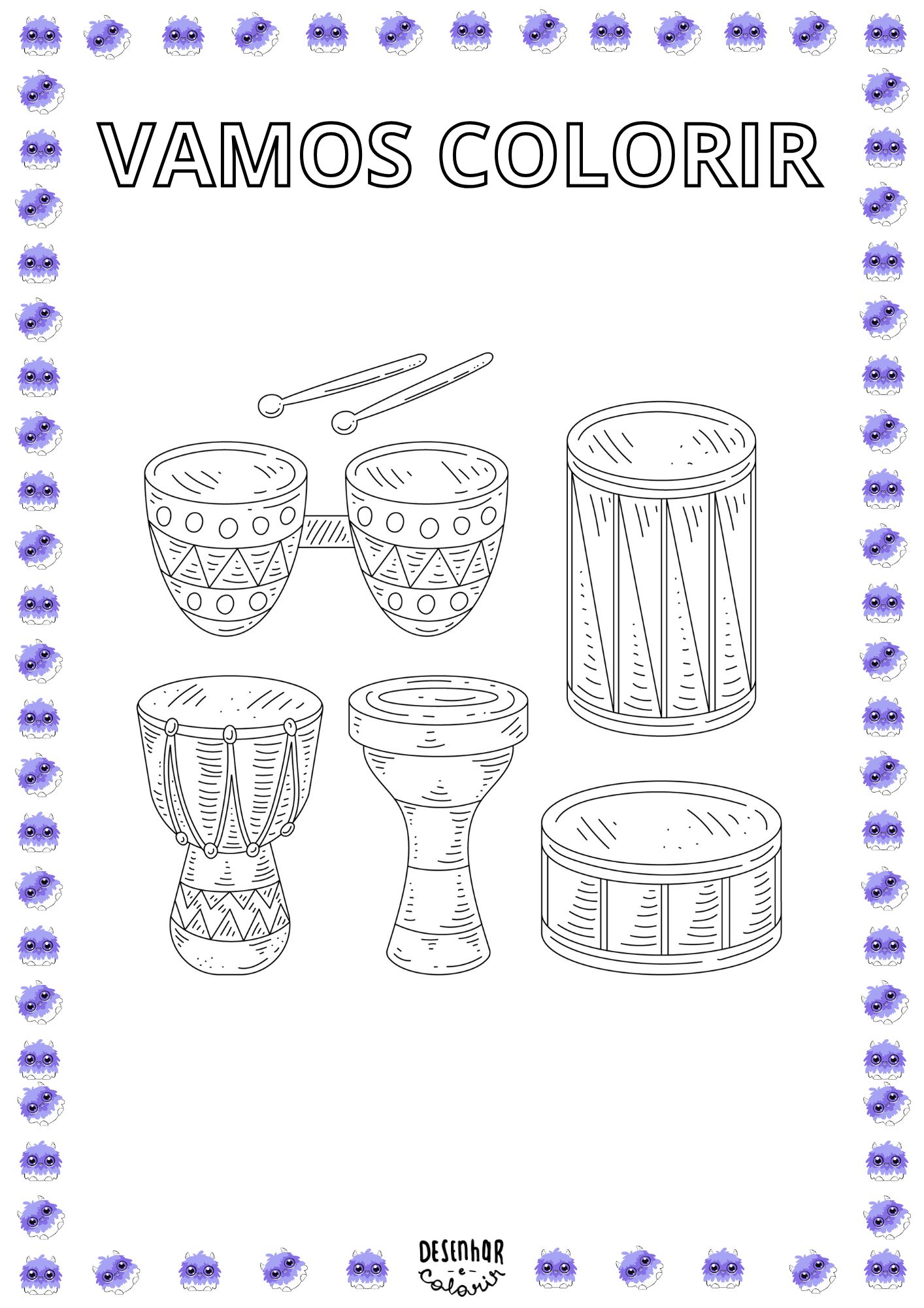 instrumentos musicais afros brasileiros para colorir