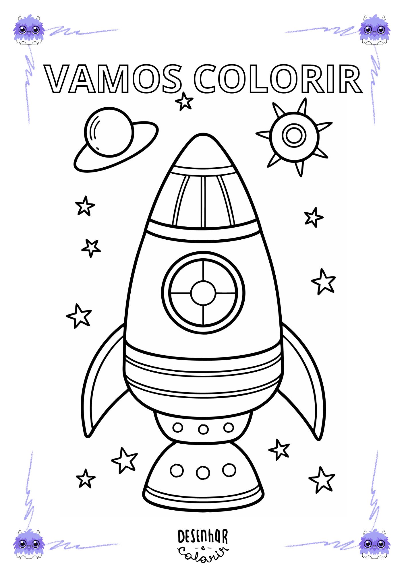 Desenho de Nave Espacial para Colorir