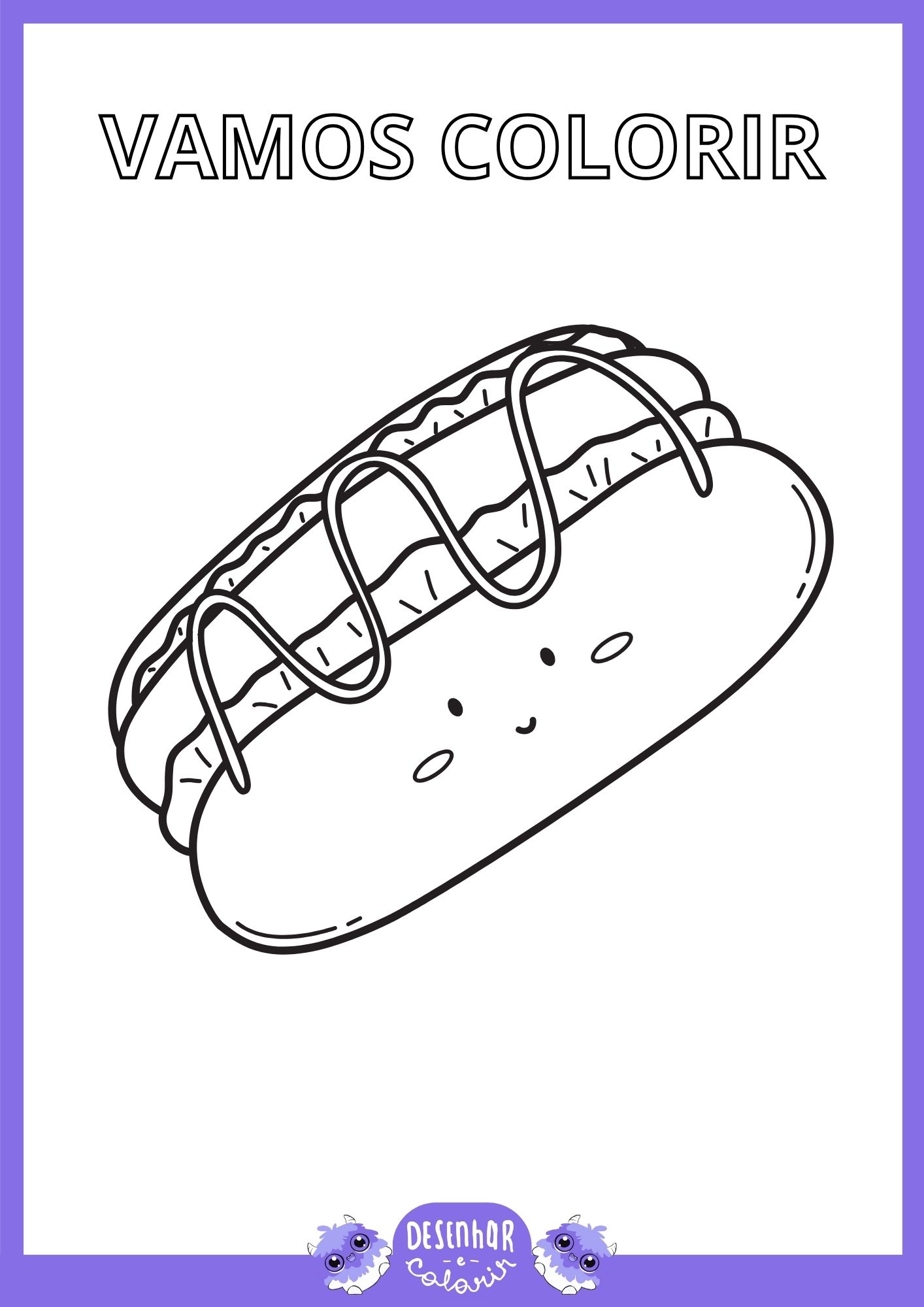 Desenho de cachorro-quente para colorir por crianças