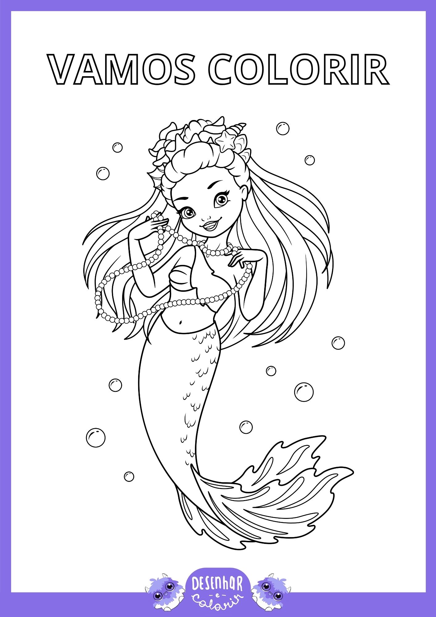 desenho de sereia para colorir grande