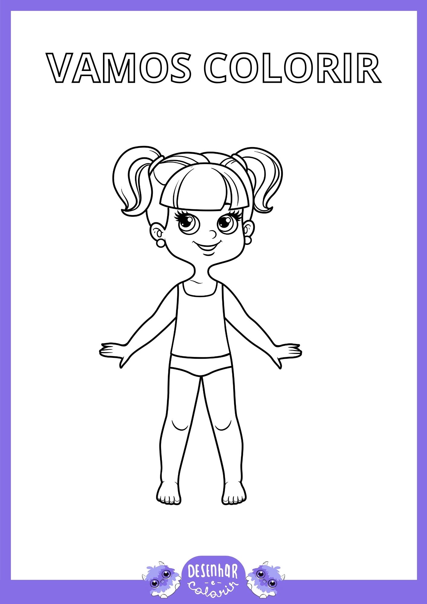 Desenho para colorir do corpo humano para crianças, mostrando partes básicas da anatomia