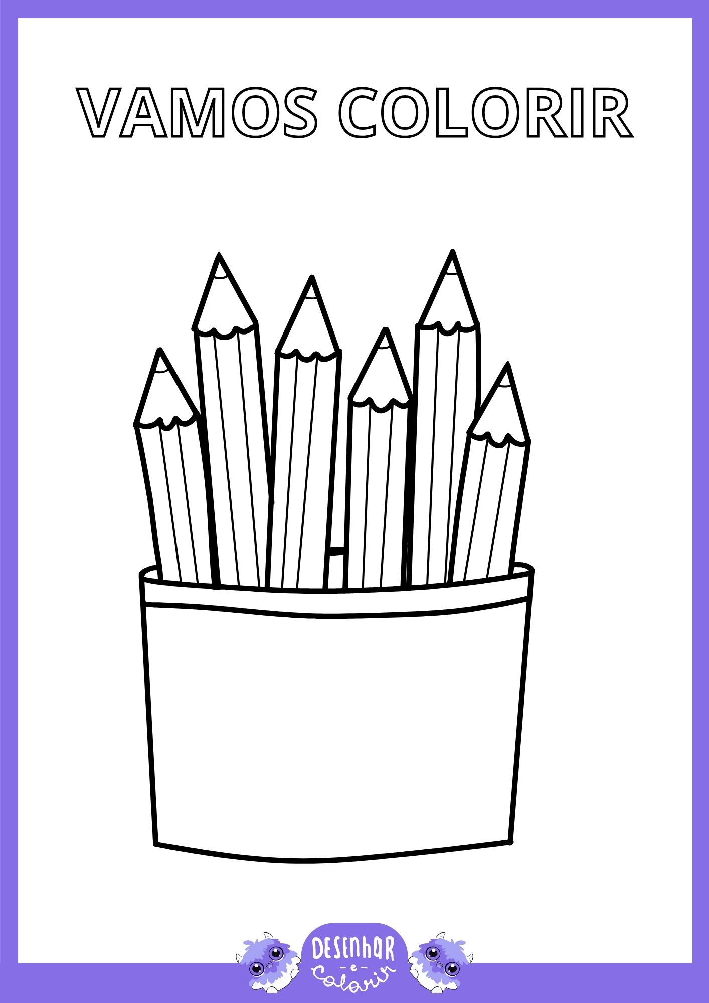 Desenho de um lápis para colorir