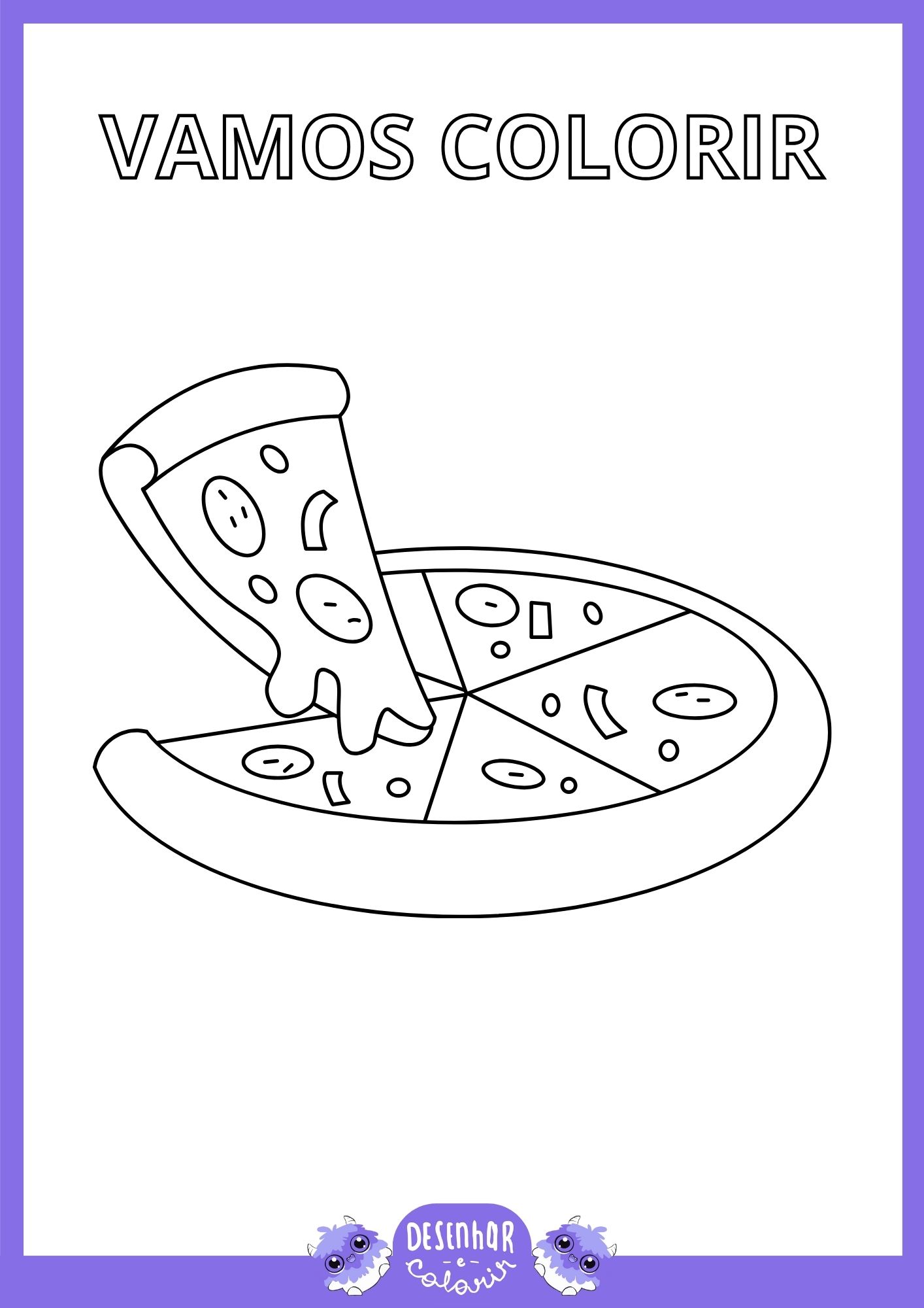 Desenho de Pizza para Colorir