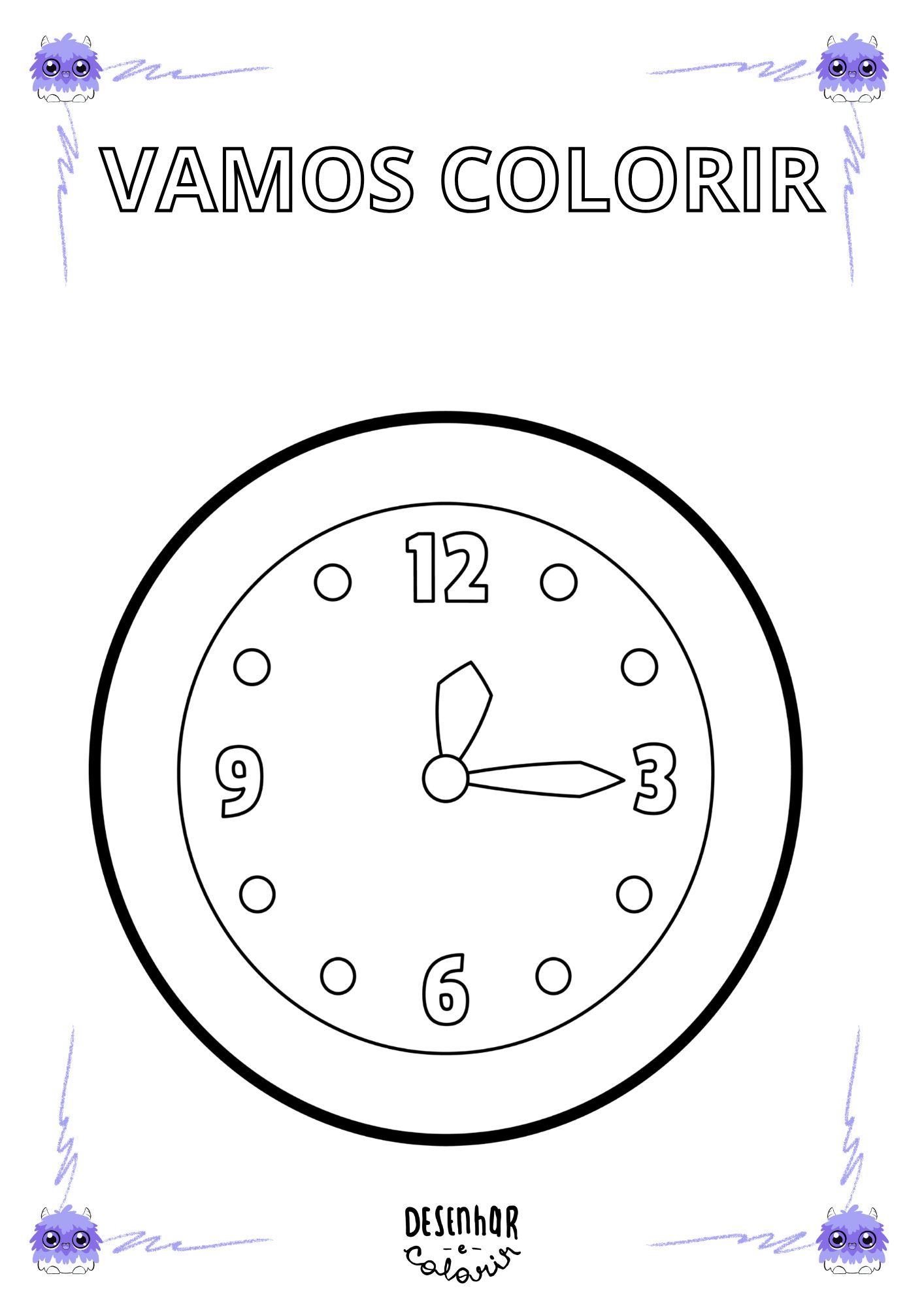 desenho de relógio para colorir