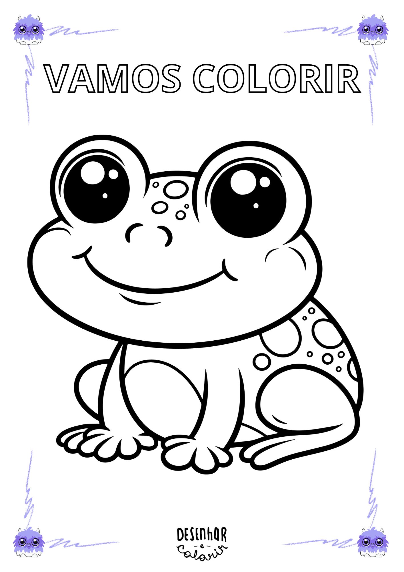 Desenho de um sapo fofo para colorir