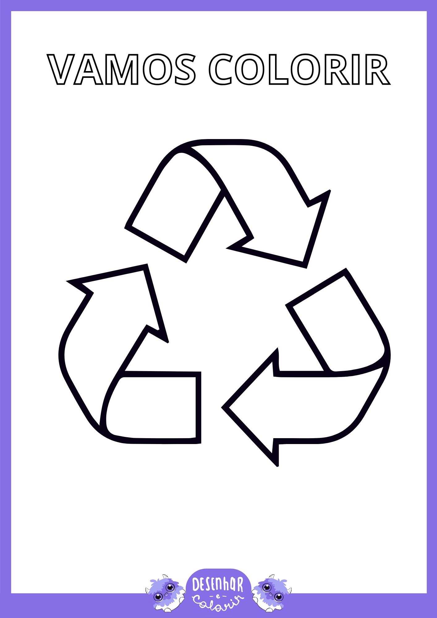 Símbolo da reciclagem para colorir