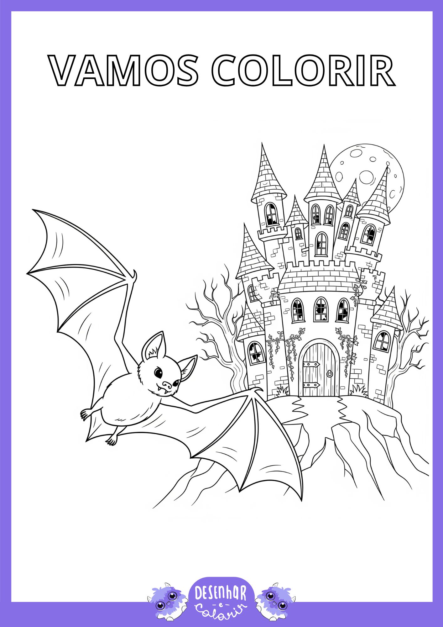 Desenho de castelo mal-assombrado para colorir